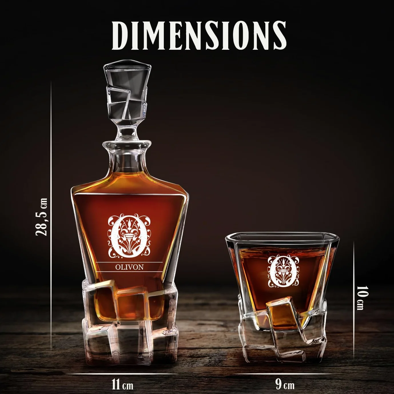 Maverton Carafe en verre et 6 verres a whisky, Avec motif décoratif | Ensemble Personnalisé Idee Cadeau Homme, Cadeau Anniversaire Homme, Set whisky au design unique, Pour connaisseur, Ornement