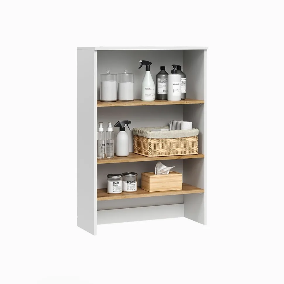 Vicco Armoire Murale Viktor, Blanc/Artisan, 68x100.4cm avec des étagères Ouvertes, à Monter au Mur pour Un Espace de Rangement supplémentaire dans la Salle de Bain