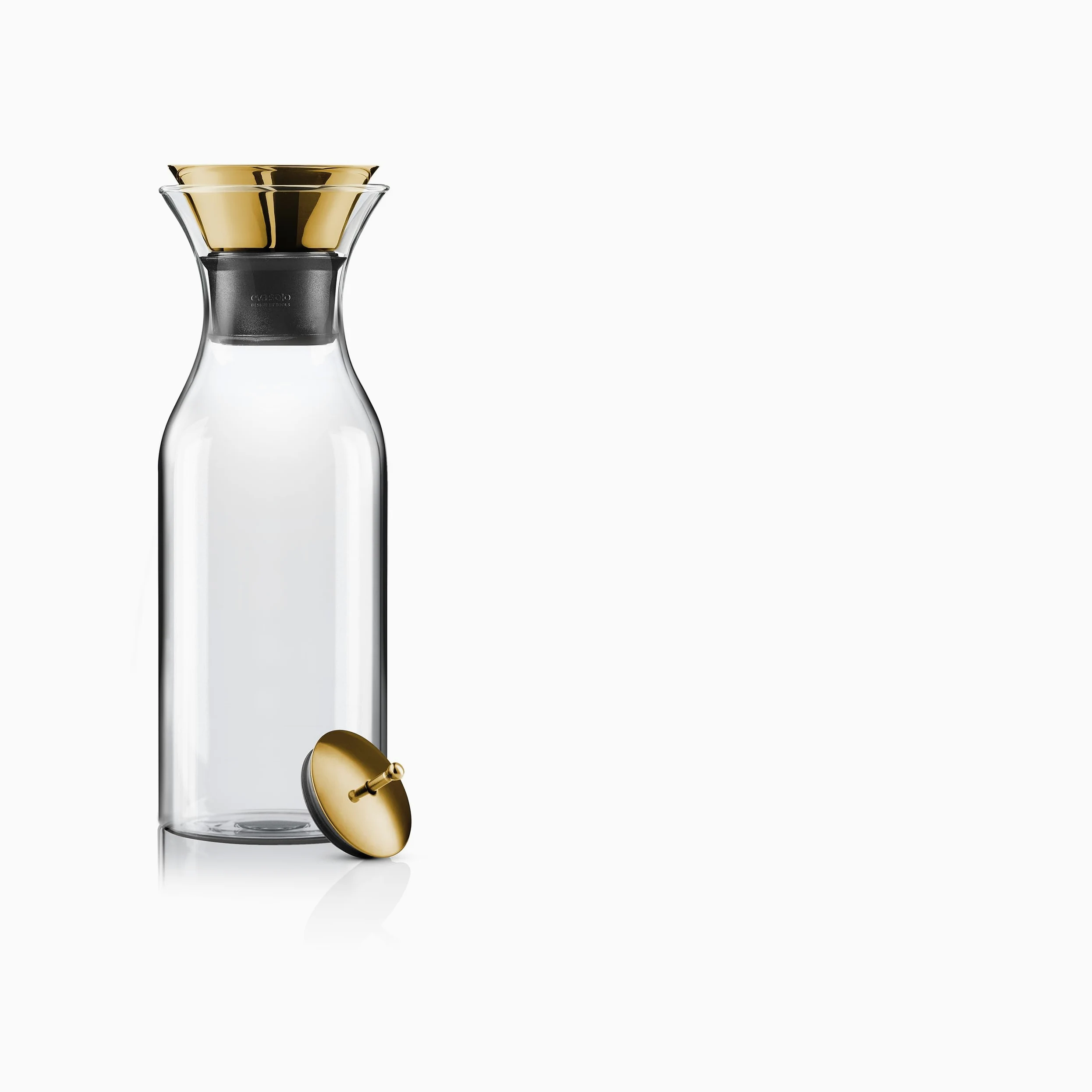 Eva Solo Carafe pour réfrigérateur avec Couvercle basculant, Verre borosilicaté, Acier Inoxydable, Brass 1L