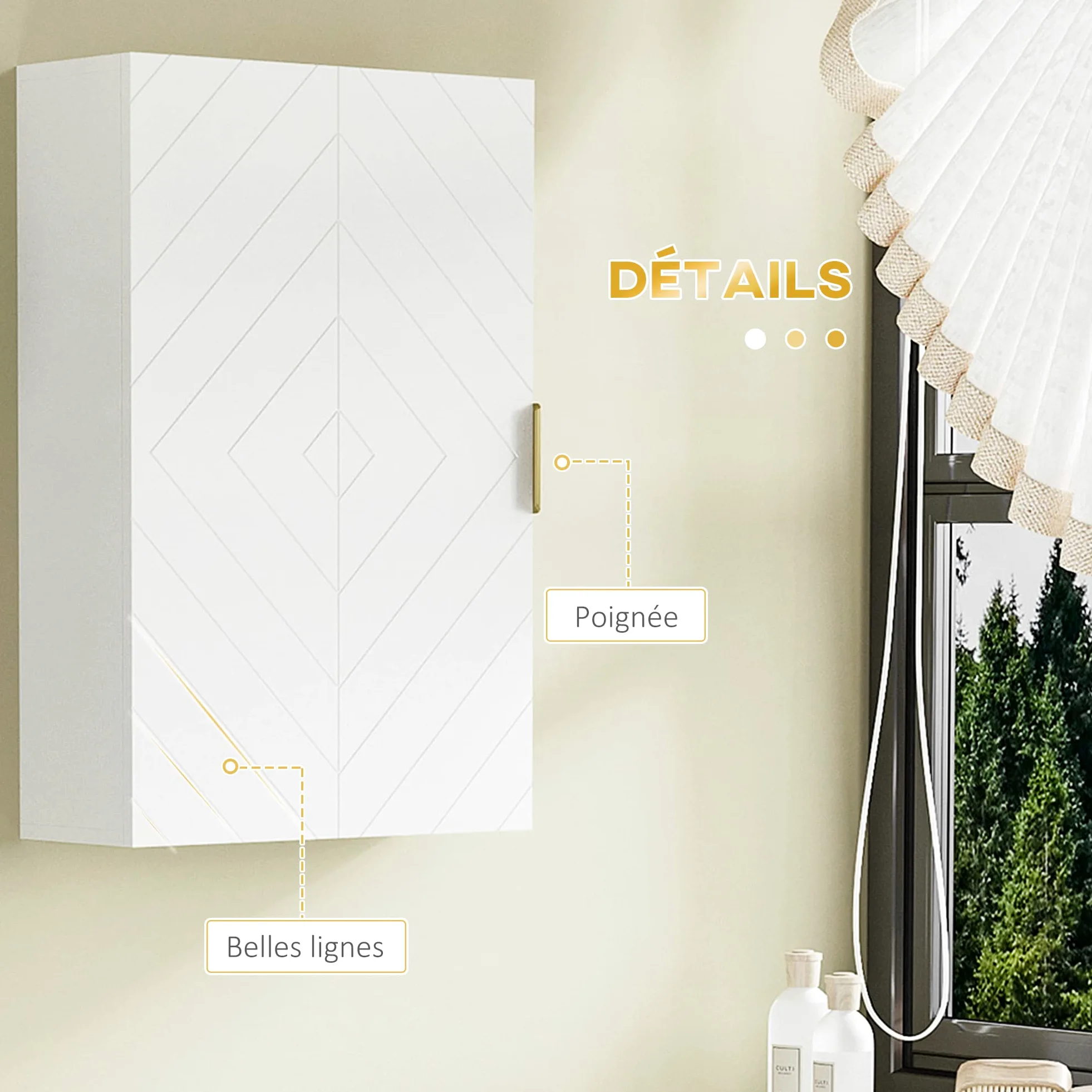 kleankin Armoire Murale de Salle de Bain- Meuble de Rangement - avec étagère réglable - dim. 40L x 15l x 60H cm Blanc