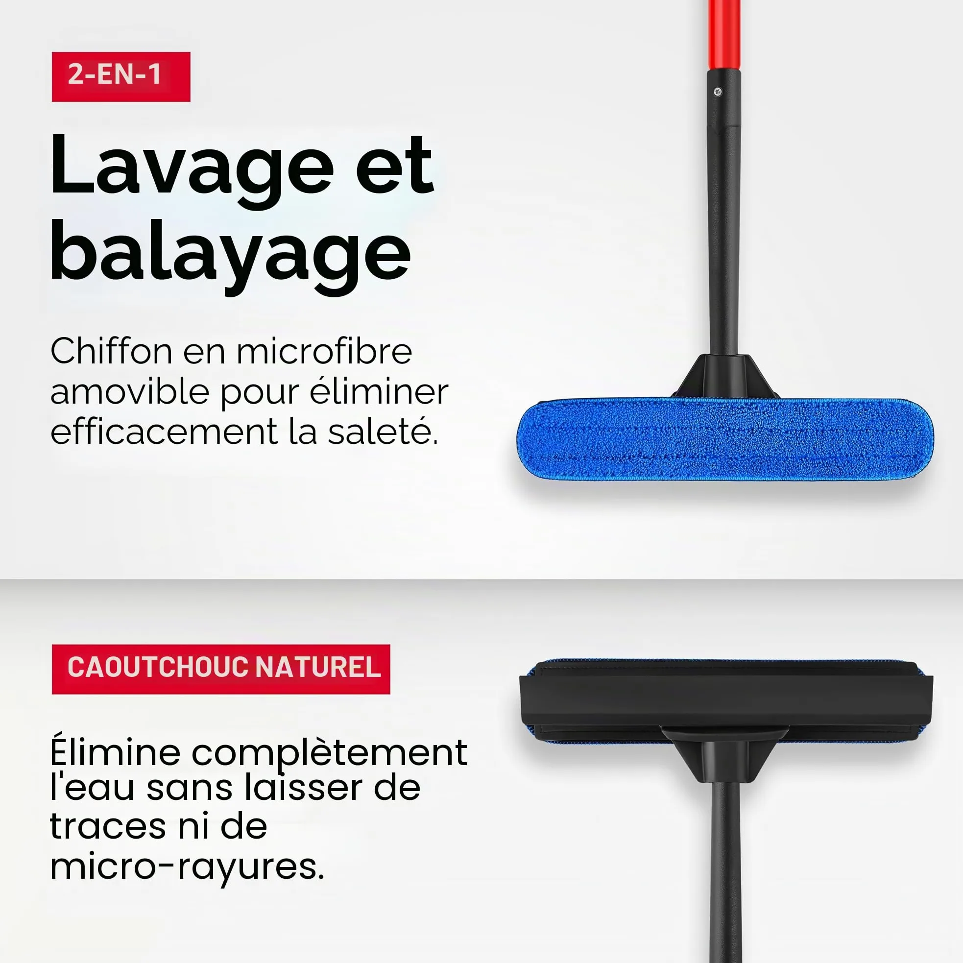 Tyroler Raclette Vitre Professionnel Nettoyage Vitre | 30 à 205cm Lave Vitre Manche Télescopique Nettoyant Vitre | Kit Nettoyage Vitre 2 en 1 | Perche Télescopique Nettoyage Parfaite