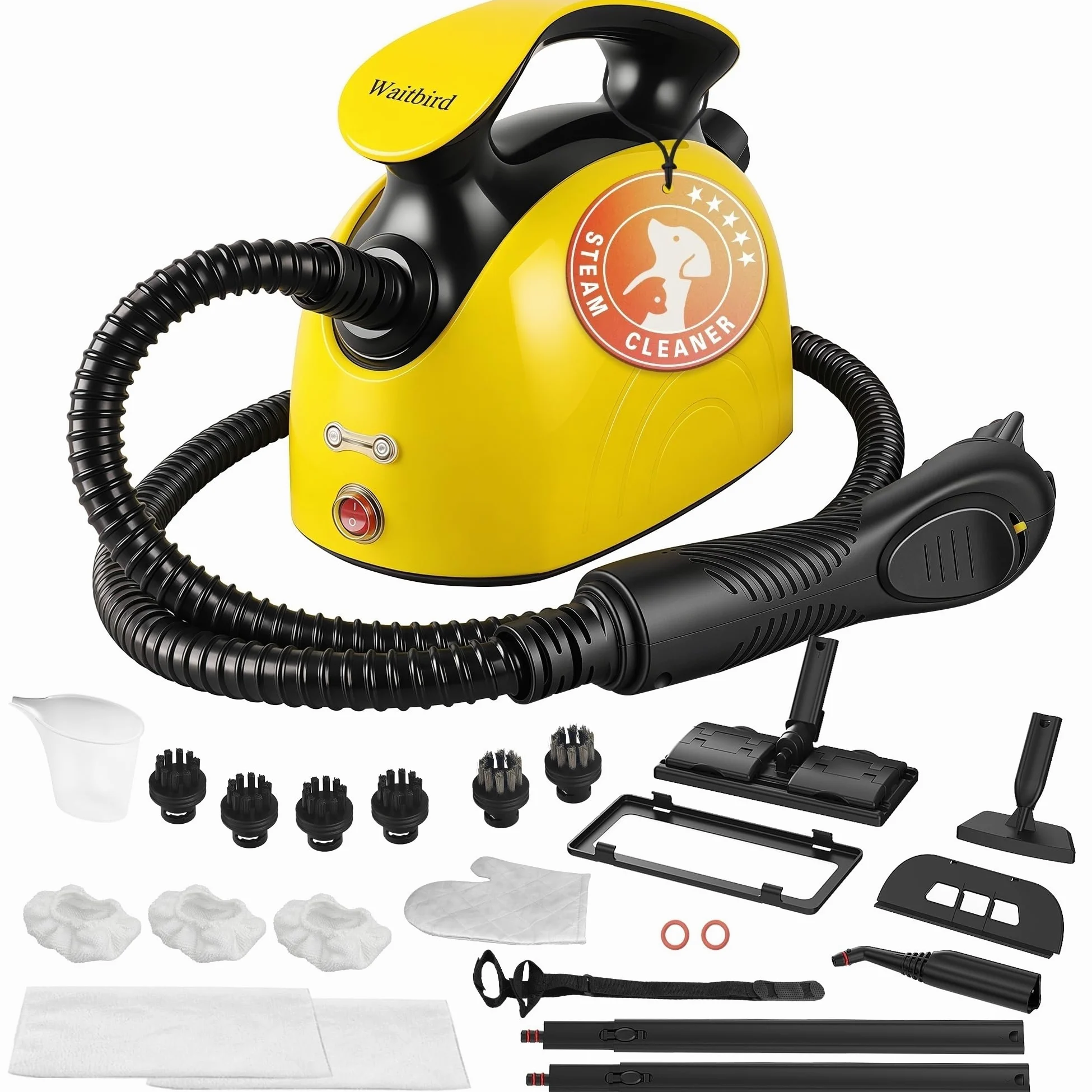 Waitbird Nettoyeur à vapeur, Nettoyeur à vapeur domestique, vapeur puissante avec 21 accessoires, haute température 248 ° F, idéal pour les planchers, canapés, décoration intérieure, Adaptateur