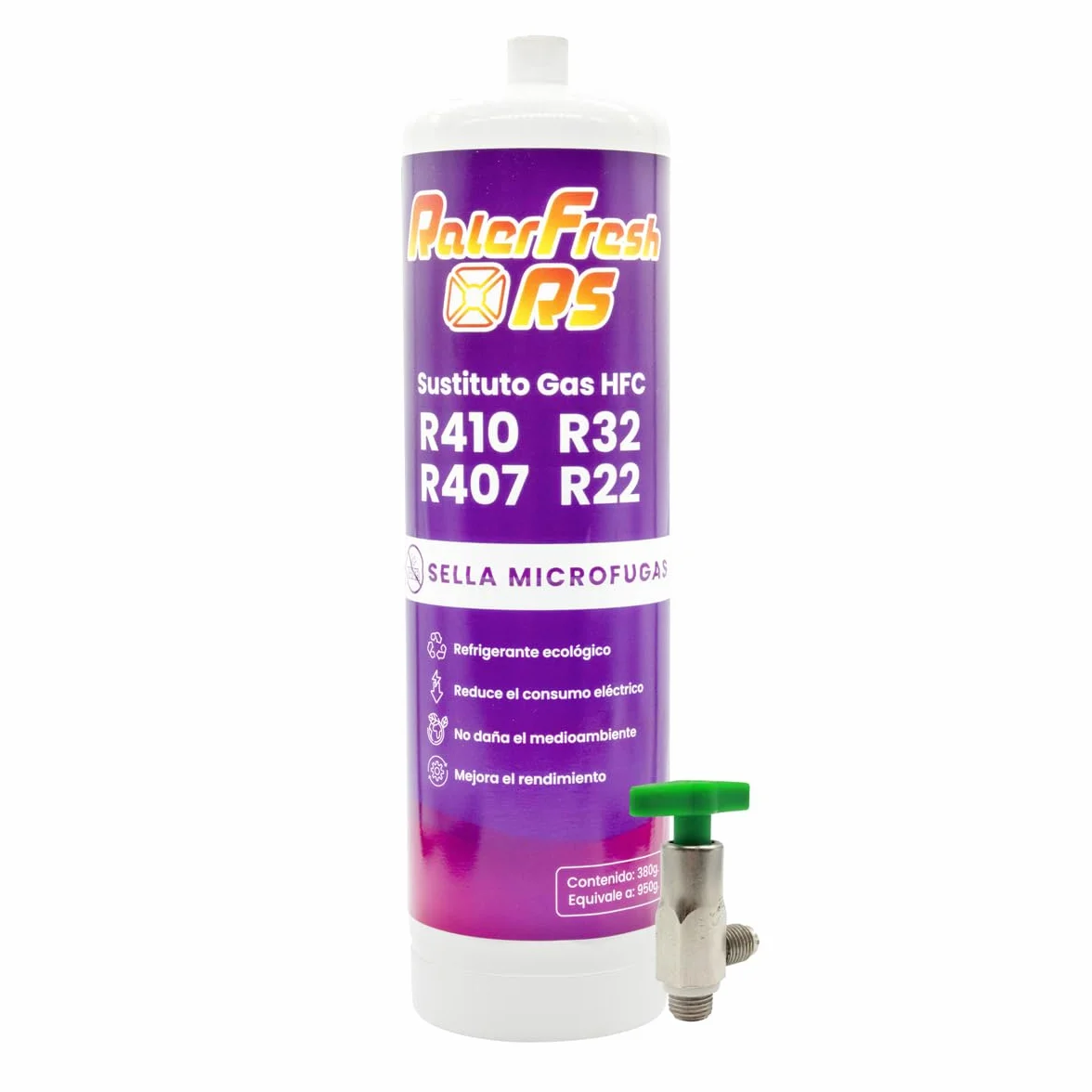 Gaz réfrigérant organique pour climatisation type Split Ralerfresh RS équivalent à 950 g, remplacement des gaz R410, R32, R407 et R22 (Bouteille + clé)
