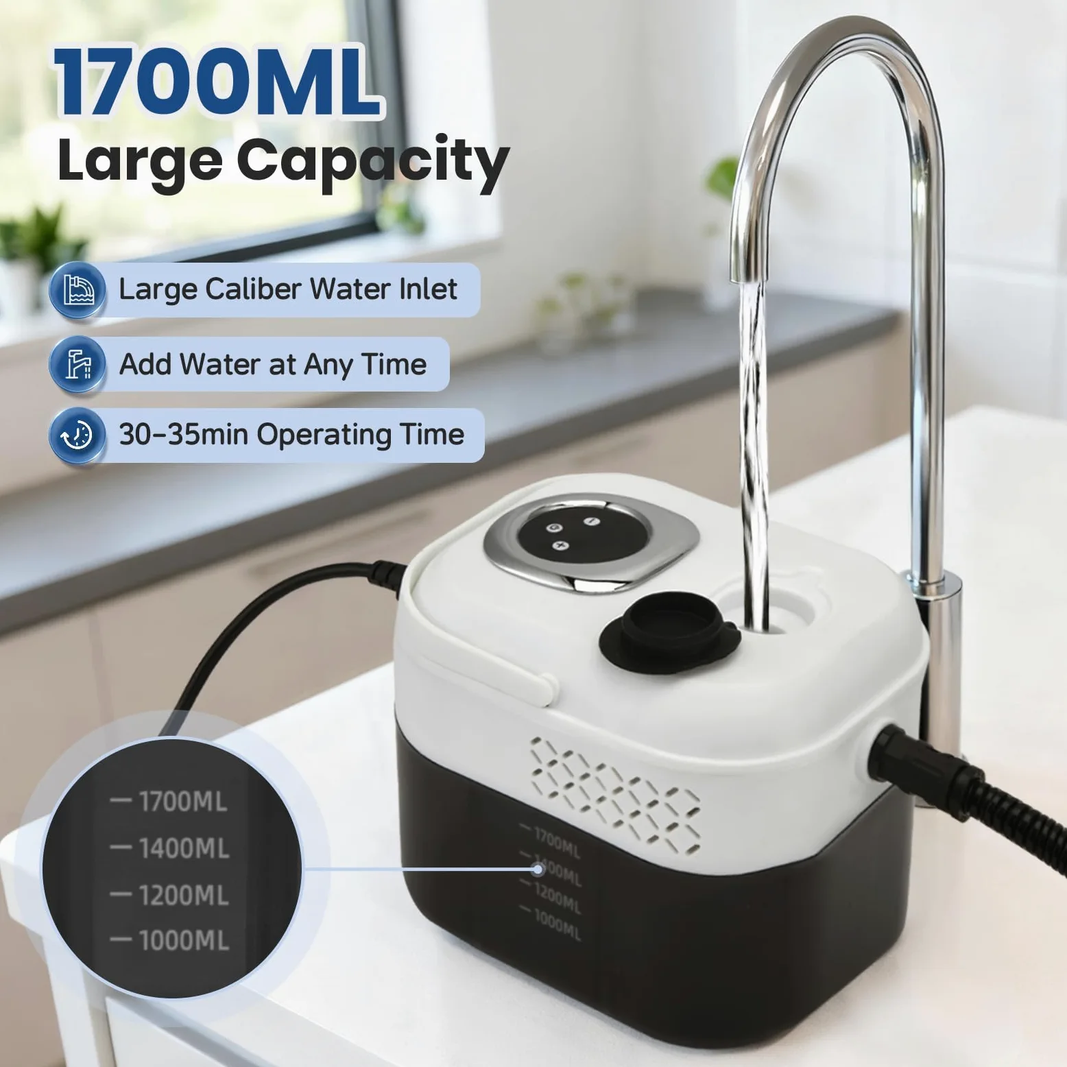 Nettoyer à Vapeur,2500W Nettoyeur Vapeur Professionnel avec 6 Réglages,1700ML Réservoir d'eau de Grande Capacité et 15 Accessoires, Salle de bain, Cuisine, Fenêtres, Voiture et Rideaux.