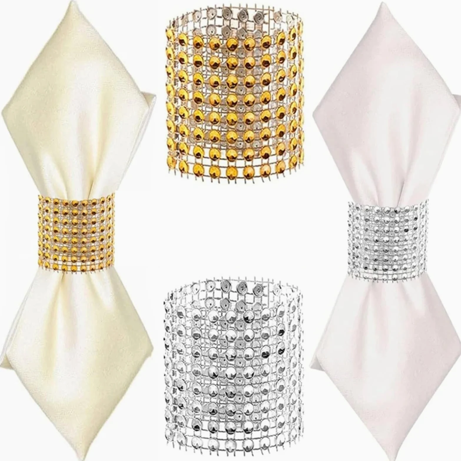 Lot de 200 ronds de serviette en strass pour décoration de mariage (noir)