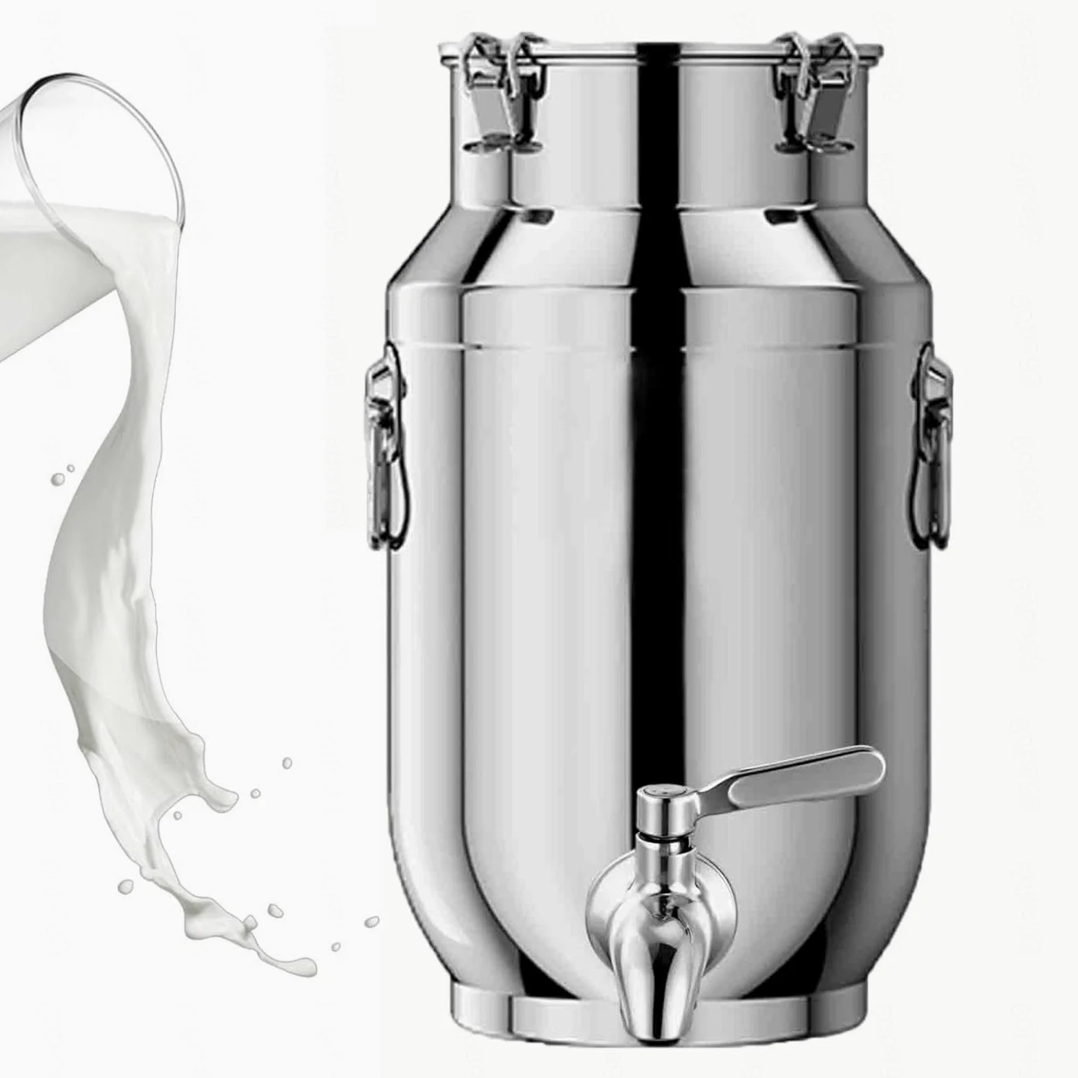 Bidon INOX 20 litres avec Robinet 201 Bidon Alimentaire pour Le Riz, La Farine, Les Céréales,capacity-20liter