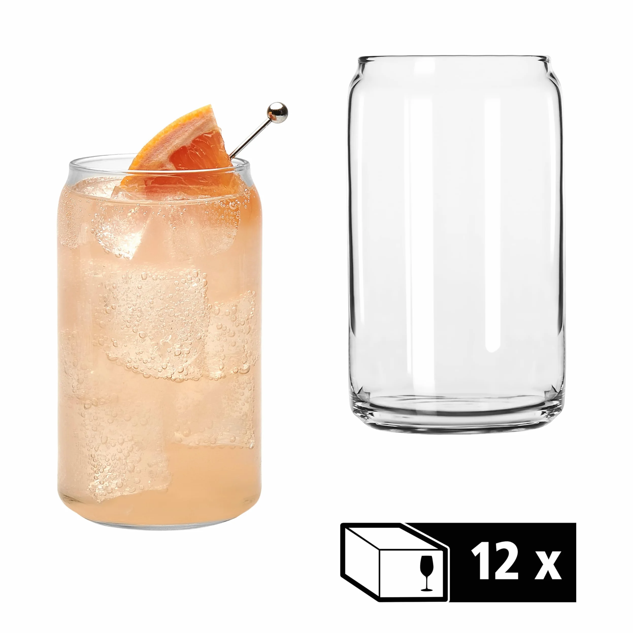 LIBBEY 70462 Verre à boire, « GLASS CANS », 473 ml, lot de 12