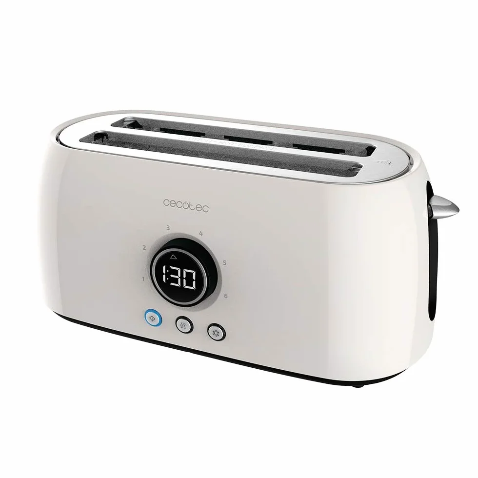 Cecotec Grille-pain numérique ClassicToast 15000 Beige ExtraDouble. 1500 W, 2 fentes très longues et larges, 3 fonctions préconfigurées
