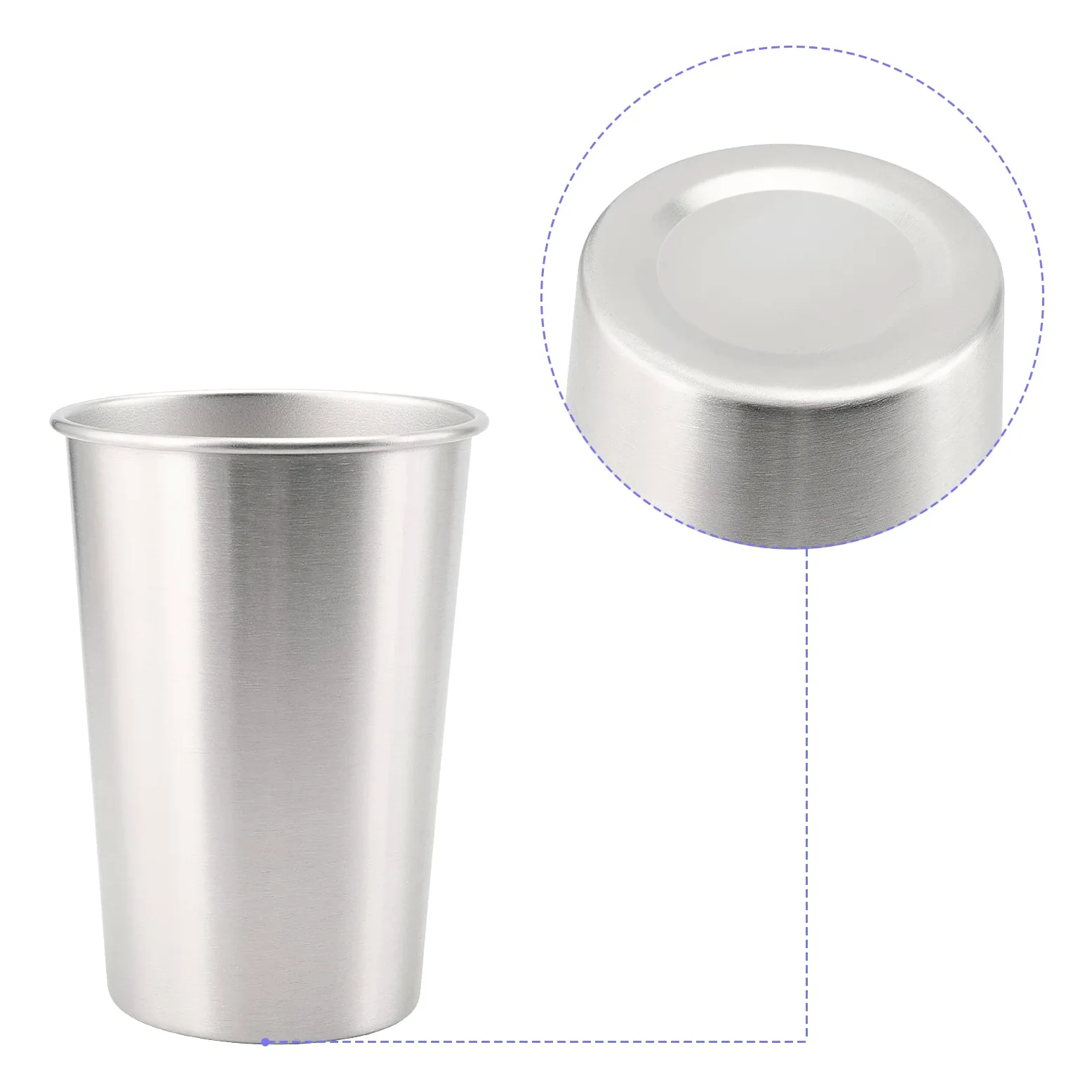 Lot de 24 gobelets en acier inoxydable 304 - Empilables et incassables - Pour bar, maison, restaurant, boissons chaudes et froides - Utilisation en intérieur et en extérieur - 500 ml