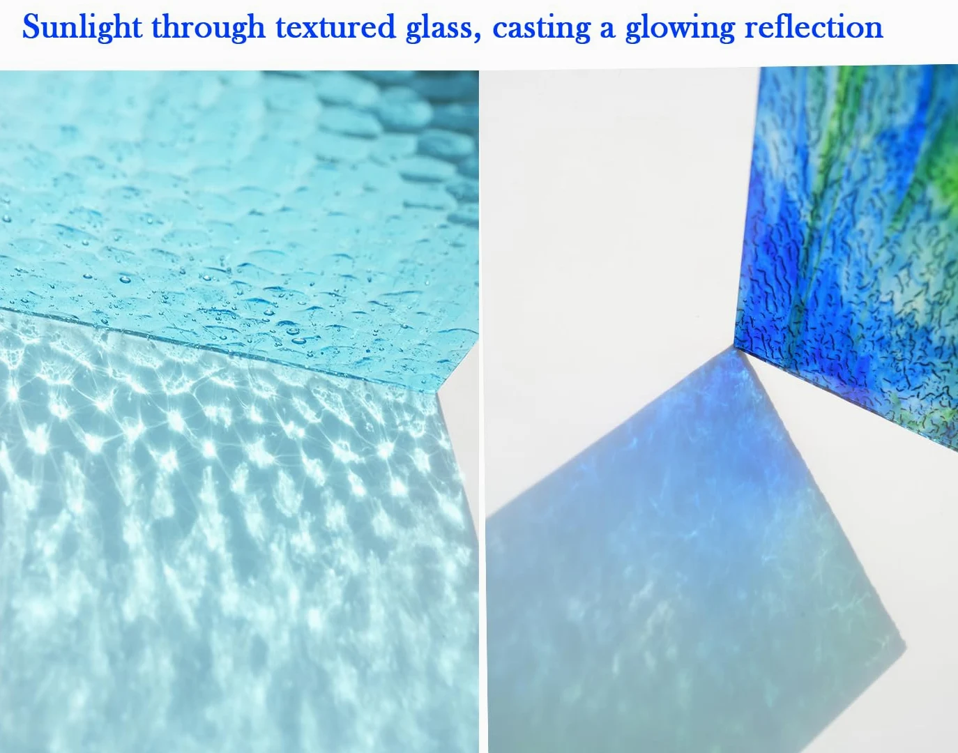 Lot de 10 feuilles de verre cathédral bleu transparent pour l'artisanat - Carreaux en verre texturé coloré de 15 x 10 cm - Pour bricolage et art mosaïque vivante