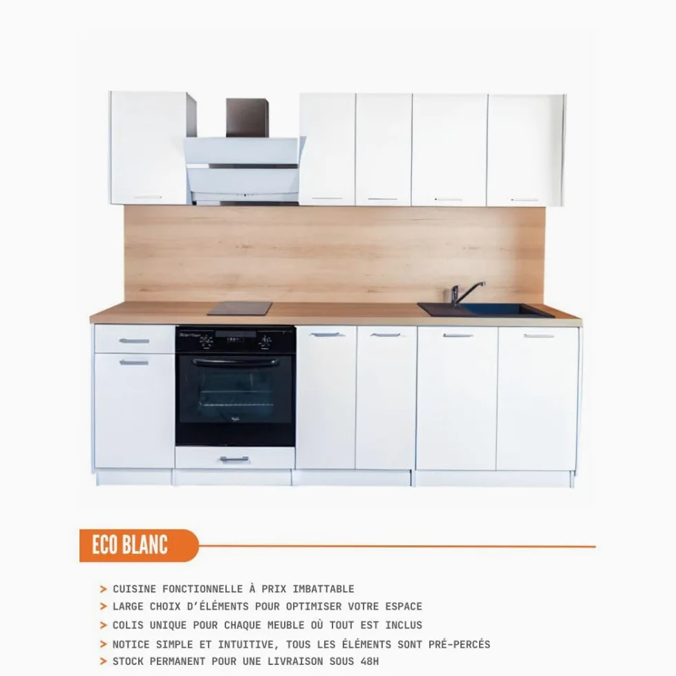 Cuisineandcie - Meuble pour Four encastrable Eco Blanc L 60 cm