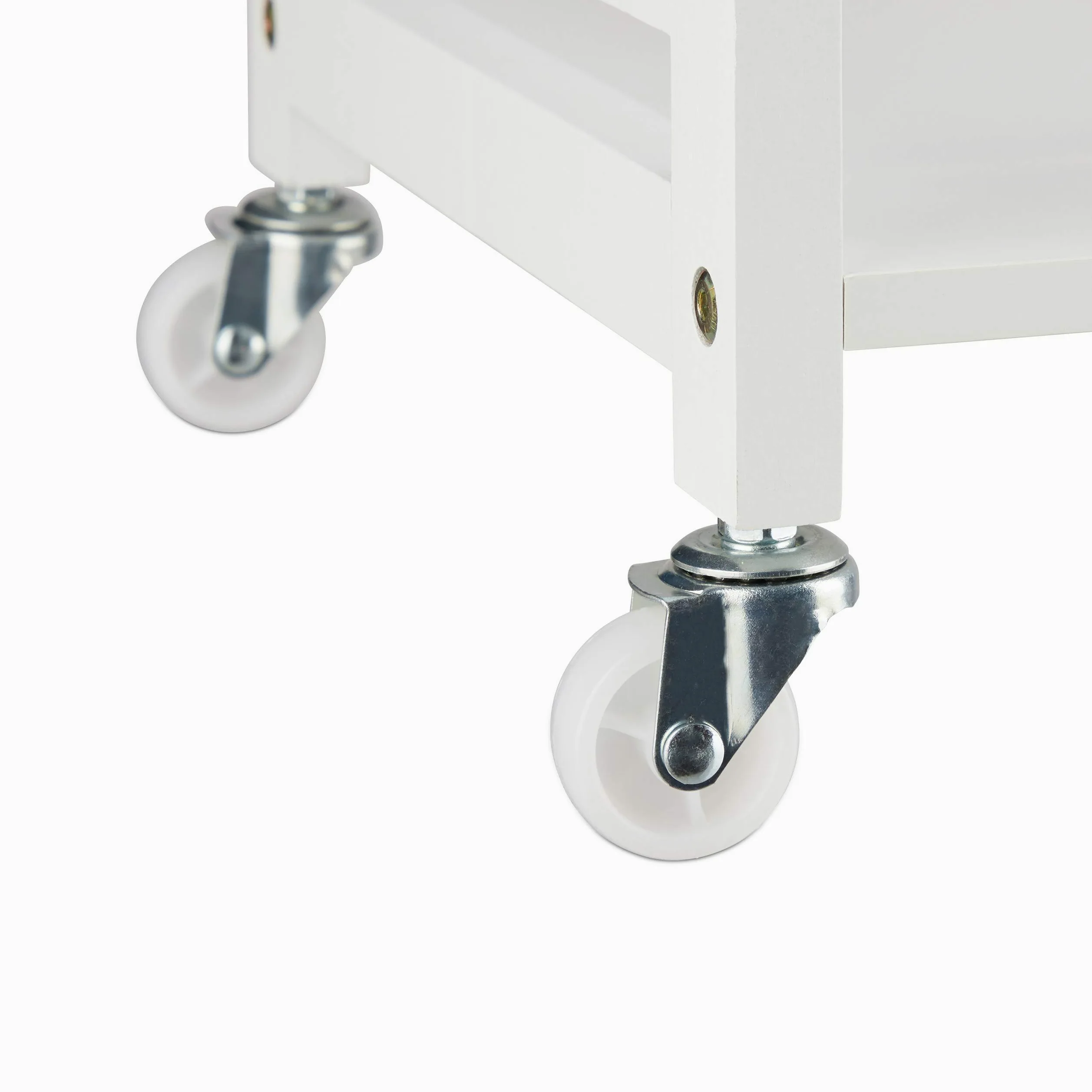 Relaxdays Blanc, Desserte de Cuisine Bambou, 3 étages, Chariot de Service, roulettes, îlot, 80,5 x 51 x 30 cm, MDF, Acier