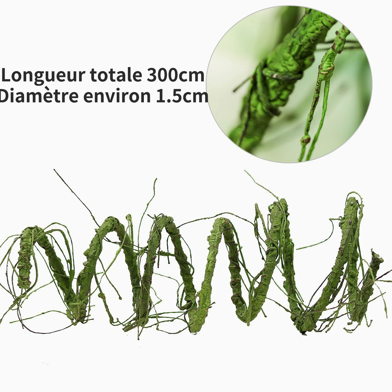 3m Guirlande d'osier Artificielle Flexible imitant Un Tronc d'arbre, ornée de Fleurs de Cerisier et de Vigne. Idéale pour décoration Murale, Porte d'entrée ou Terrarium pour Reptiles. (Vert)