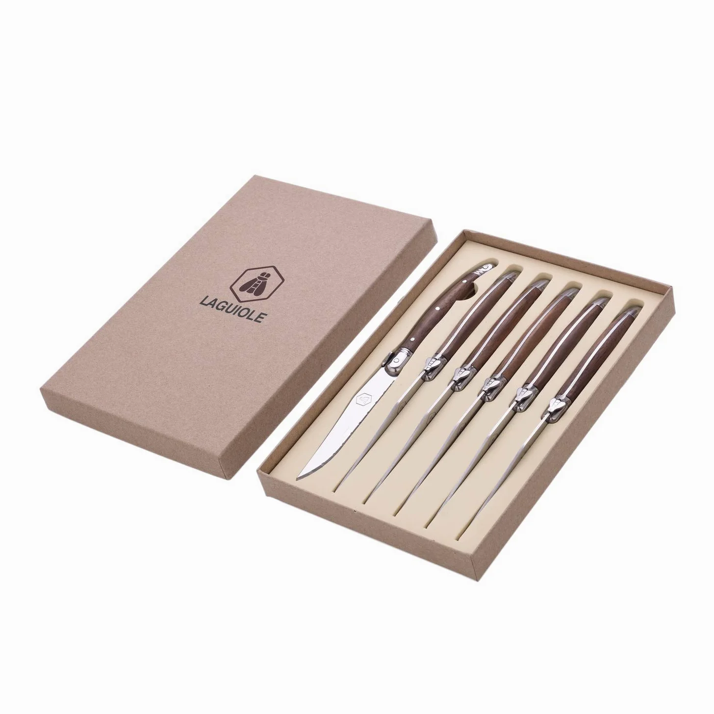 LAGUIOLE - Set de 6 couteaux à steak bois de noyer