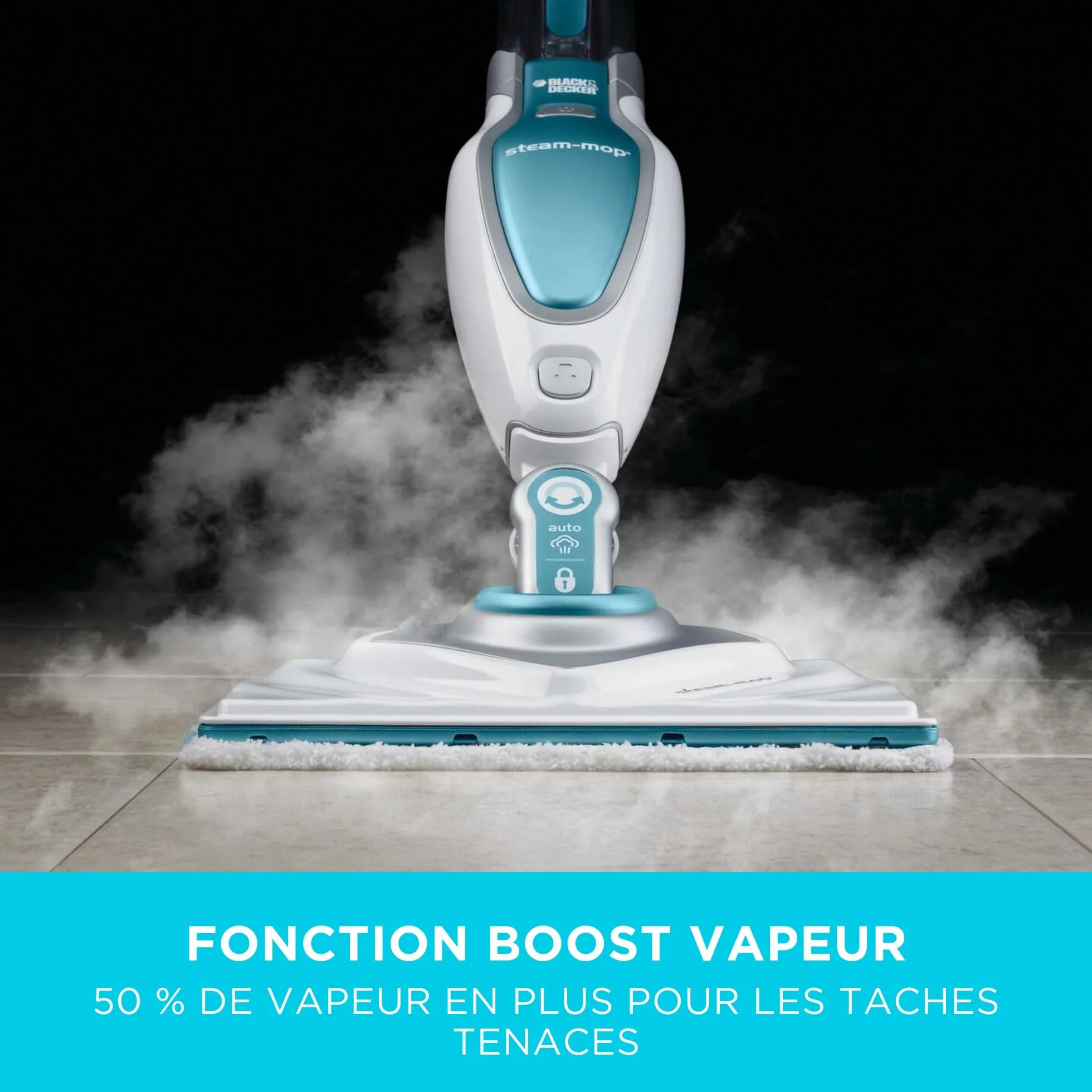 BLACK+DECKER Balai Vapeur 1600W avec AutoSelect et Tête Delta, ‎FSM1630-QS