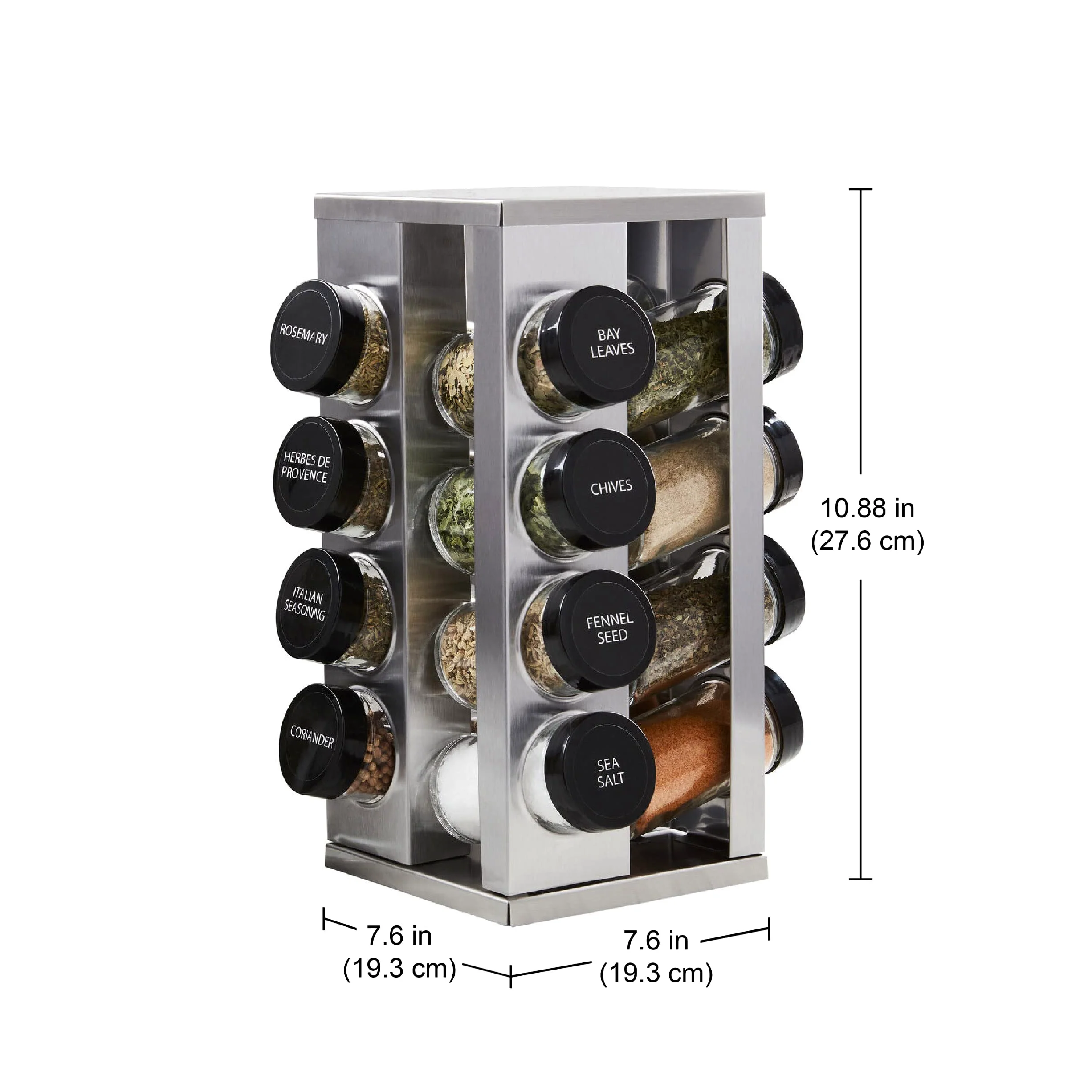 Kamenstein Heritage Étagère à épices pivotante pour comptoir de 16 pots avec recharges d'épices gratuites pour 5 ans