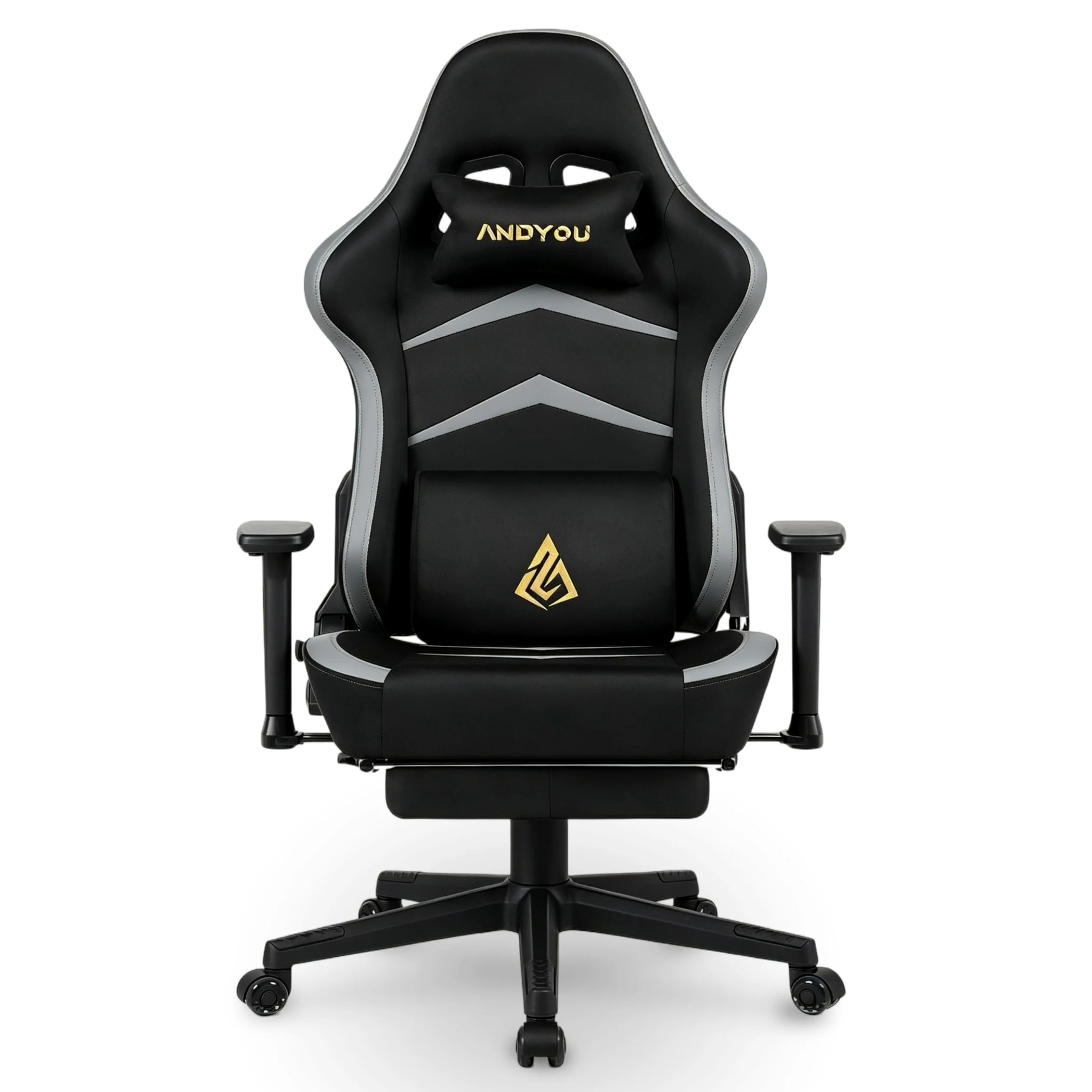 Andyou Chaise Gaming Chaise Bureau Chaise Ergonomique avec Repose Pied, Gaming Chair en Tissu Suédé, Dossier 90°-155°, Accoudoirs 3D Réglables, Fonction Bascule, Noir