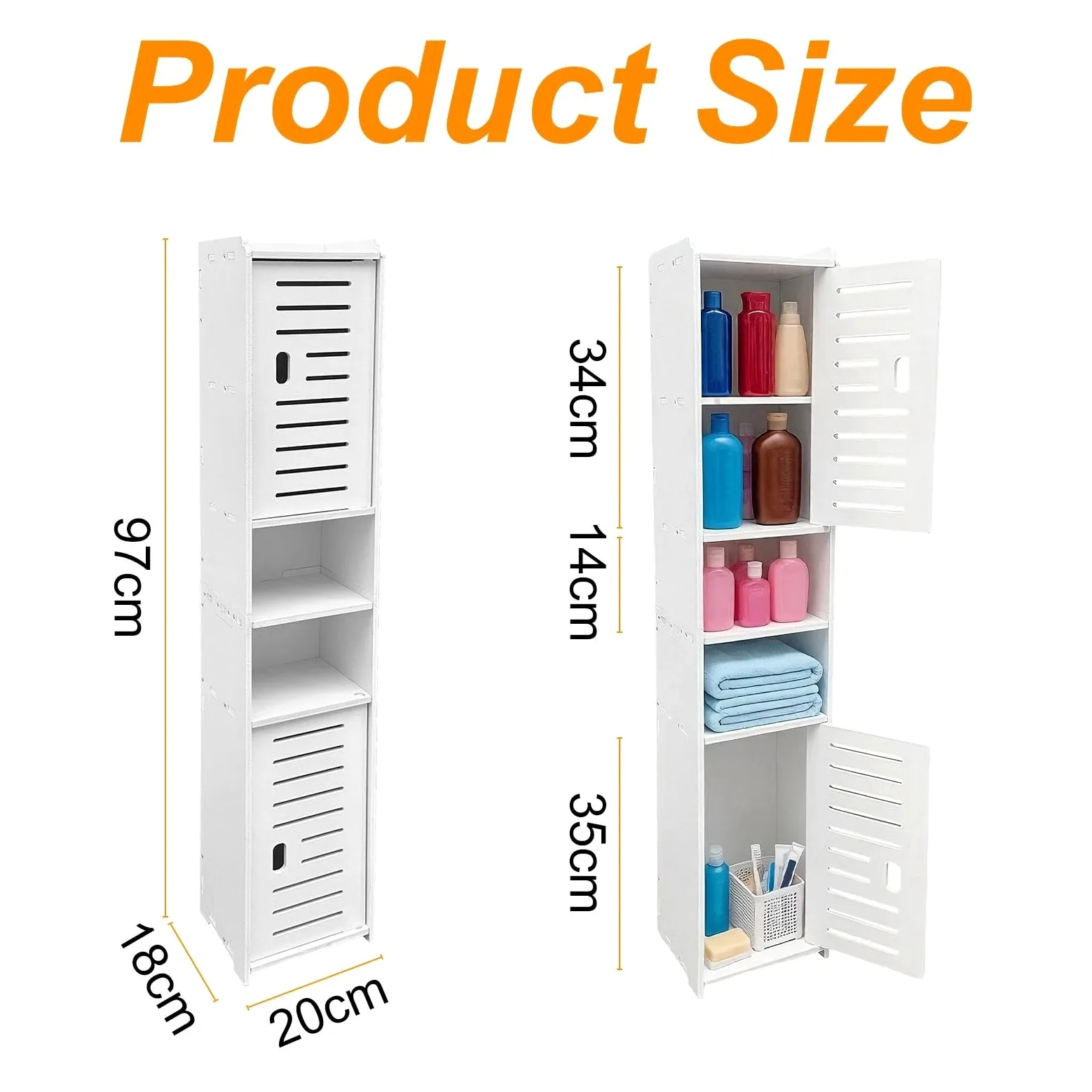 Chiluxendo Blanc Armoire Salle de Bain, Armoire d'angle avec Porte et Compartiment Ouvert, Meuble Toilettes, Meuble de Rangement de Salle de Bain Etroit pour Salle de Bain, Salon, Cuisine(20x18x97cm)