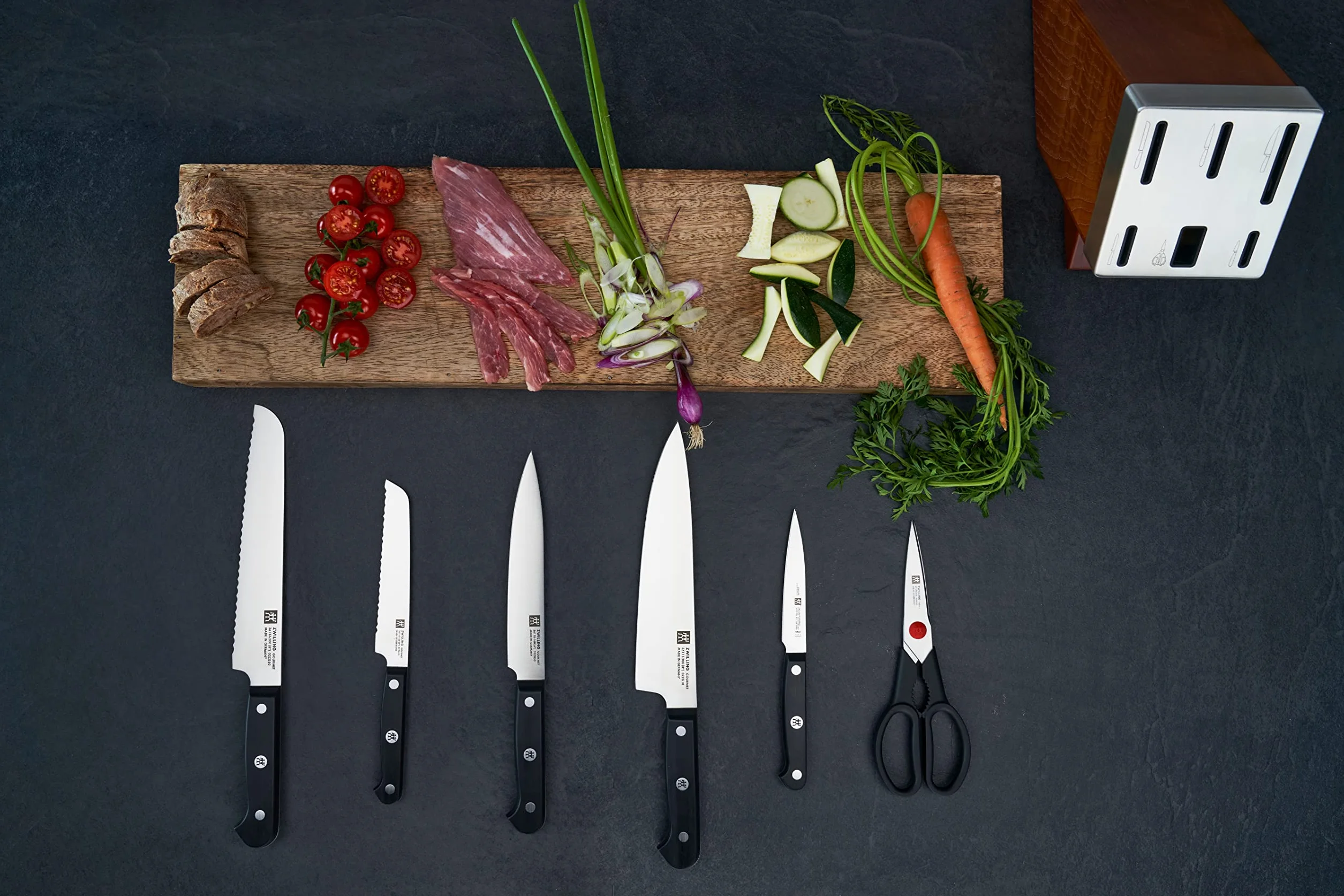 ZWILLING Gourmet bloc de couteaux auto-affûtant 7 pièces, acier spécial inoxydable, marron, Made in Germany