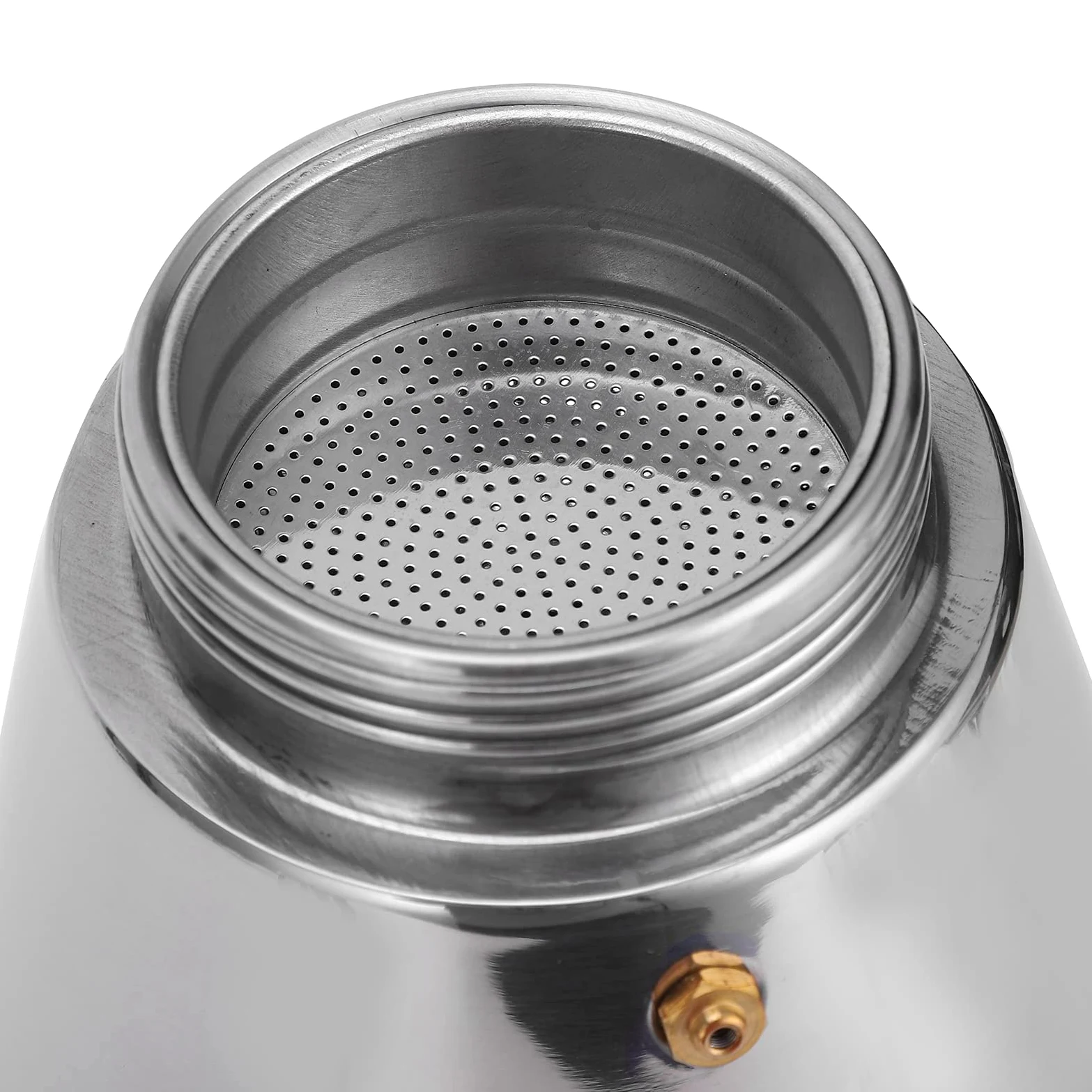 Cafetière à percolateur électrique, 480W 300ML Machine à café en acier inoxydable à arrêt automatique Percolateur à café détachable avec boîte à poudre de café à petit trou, poignée isolante