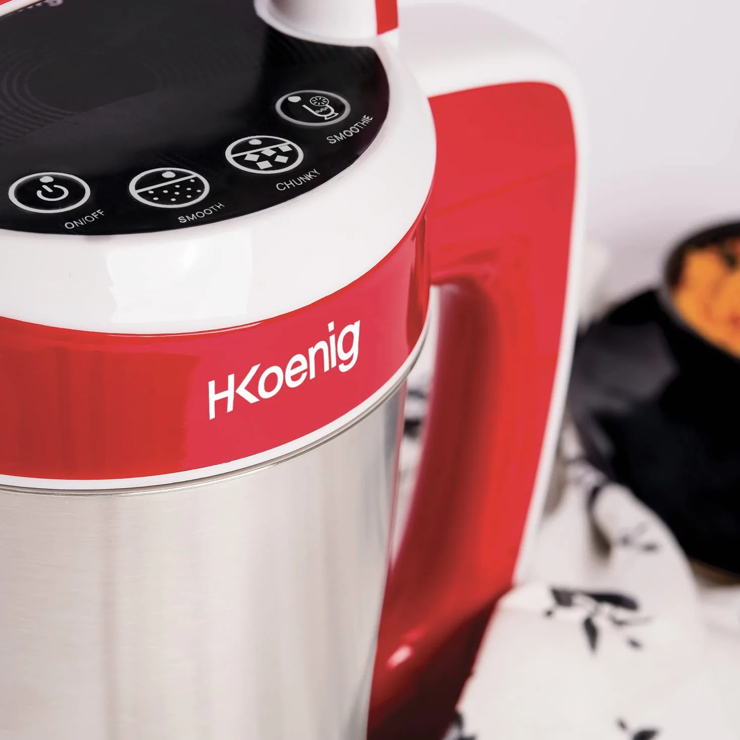 H.Koenig Blender à Soupe Chauffant 1.1L MXC18 Inox, Multifonctions professionnel, Fonction mixage, 2 Programmes de cuisson, 850W
