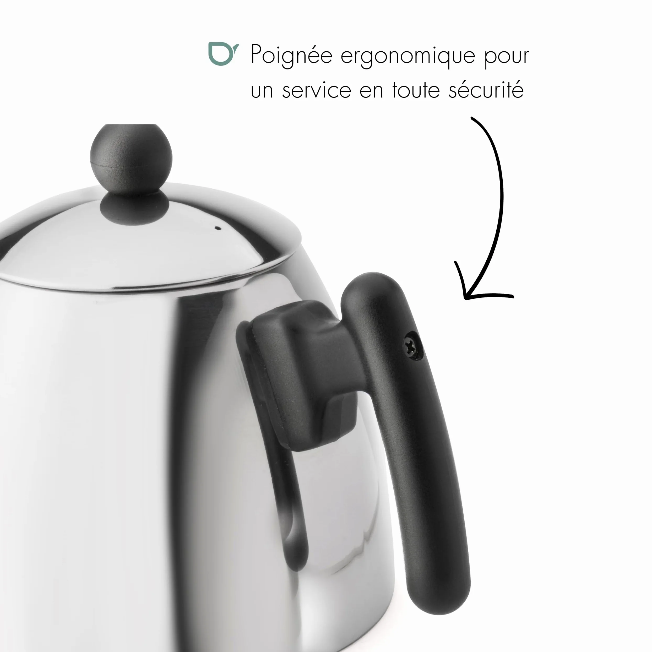 Bredemeijer - Théière Classic - 1,2 L - Acier inoxydable - Garnitures noires, Argenté avec Poignée Noire | Théière avec Infuseur Double Paroi, Théière Isotherme 1h, Poignée Froide et Bec Anti-Goutte