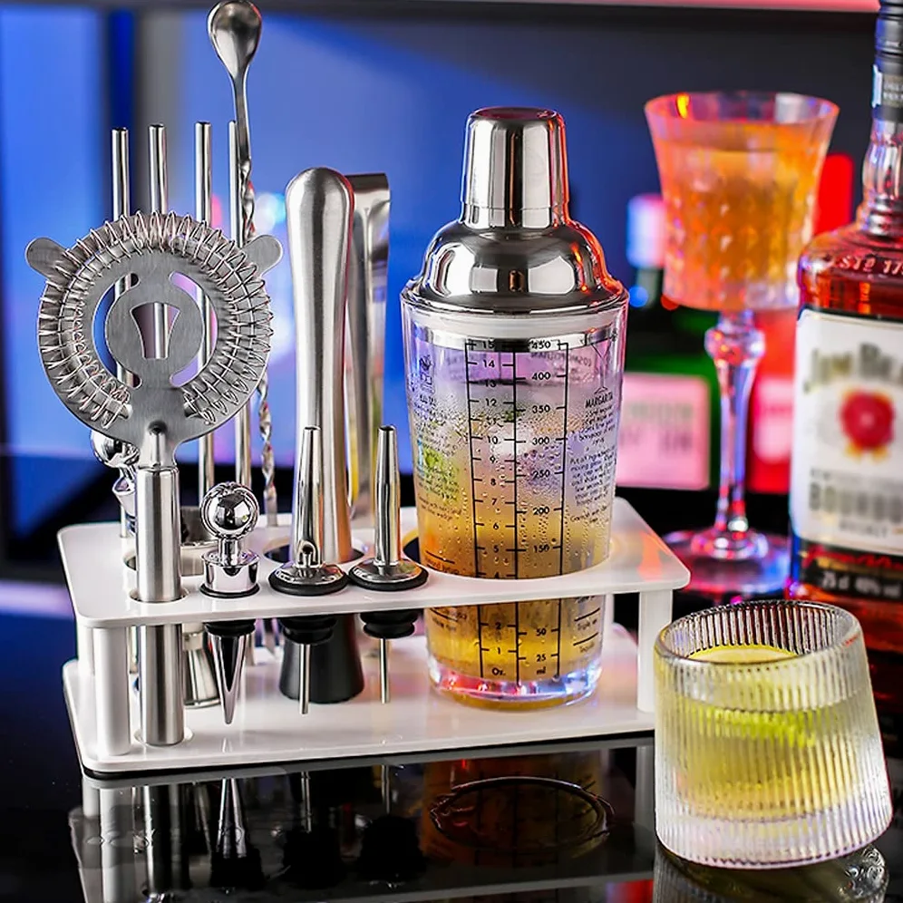 Shaker Cocktail Cocktail Shaker Set de - Kit de barendants en Acier Inoxydable Cocktail Shaker avec Filtre de Boisson intégré, Outils de Barres Professionnels 15 pièces Set à Cocktail (Color : A)