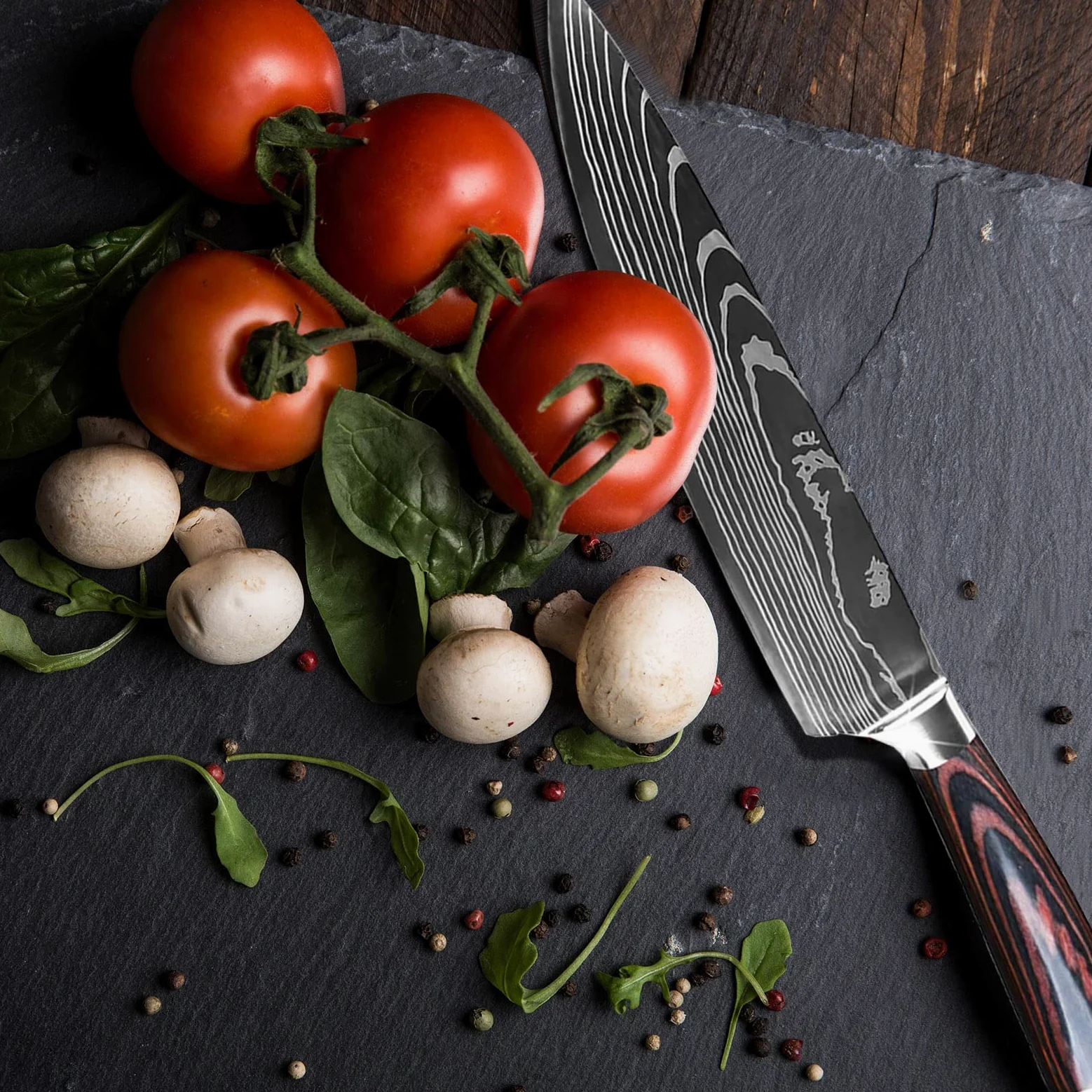 8 Pièces Couteau Cuisine Couteaux de Cuisine Ultra Sharp en Acier Inoxydable, Couteaux Japonais Professionnelle avec Poignée Ergonomique