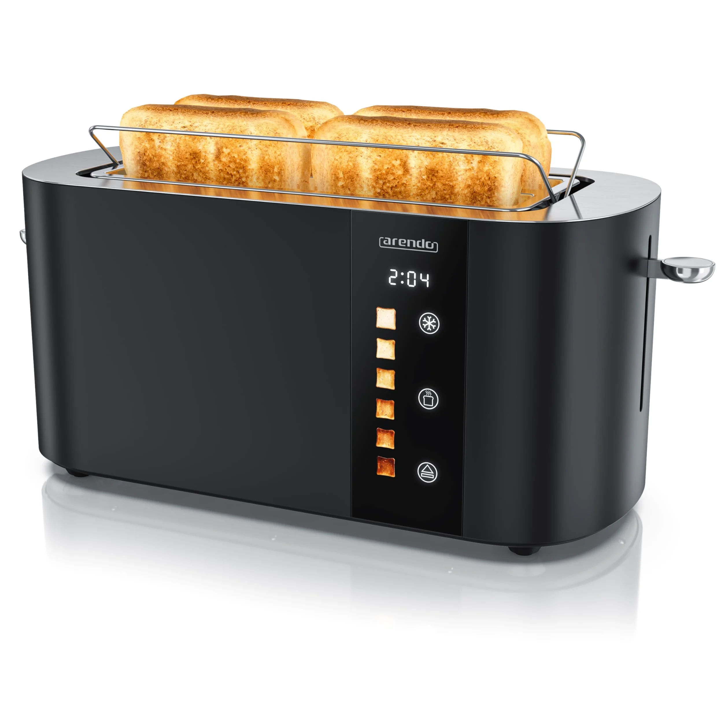 Arendo - Grille-pain Fentes longues Tranches Toaster Arendo Affichage couleur des niveaux de brunissage, Écran avec minuterie, Commandes tactiles, Réchauffe-Viennoiseries Niveaux de brunissage 1 à 6