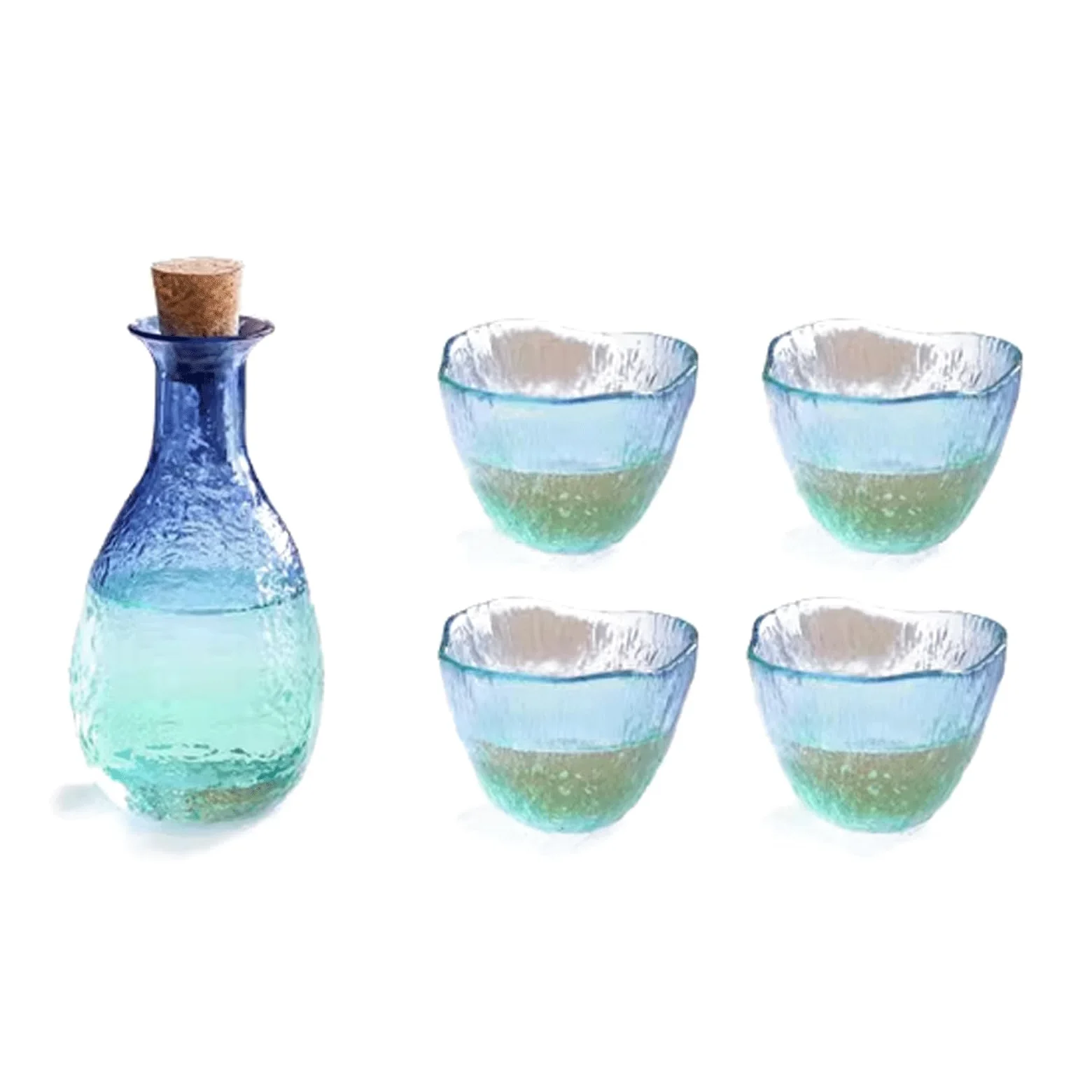 esmen Ensemble de Verres à saké en Verre Transparent, 5 pièces, Ensemble de saké Japonais Traditionnel, adapté au vin Chaud, au vin de Riz, au vin Blanc