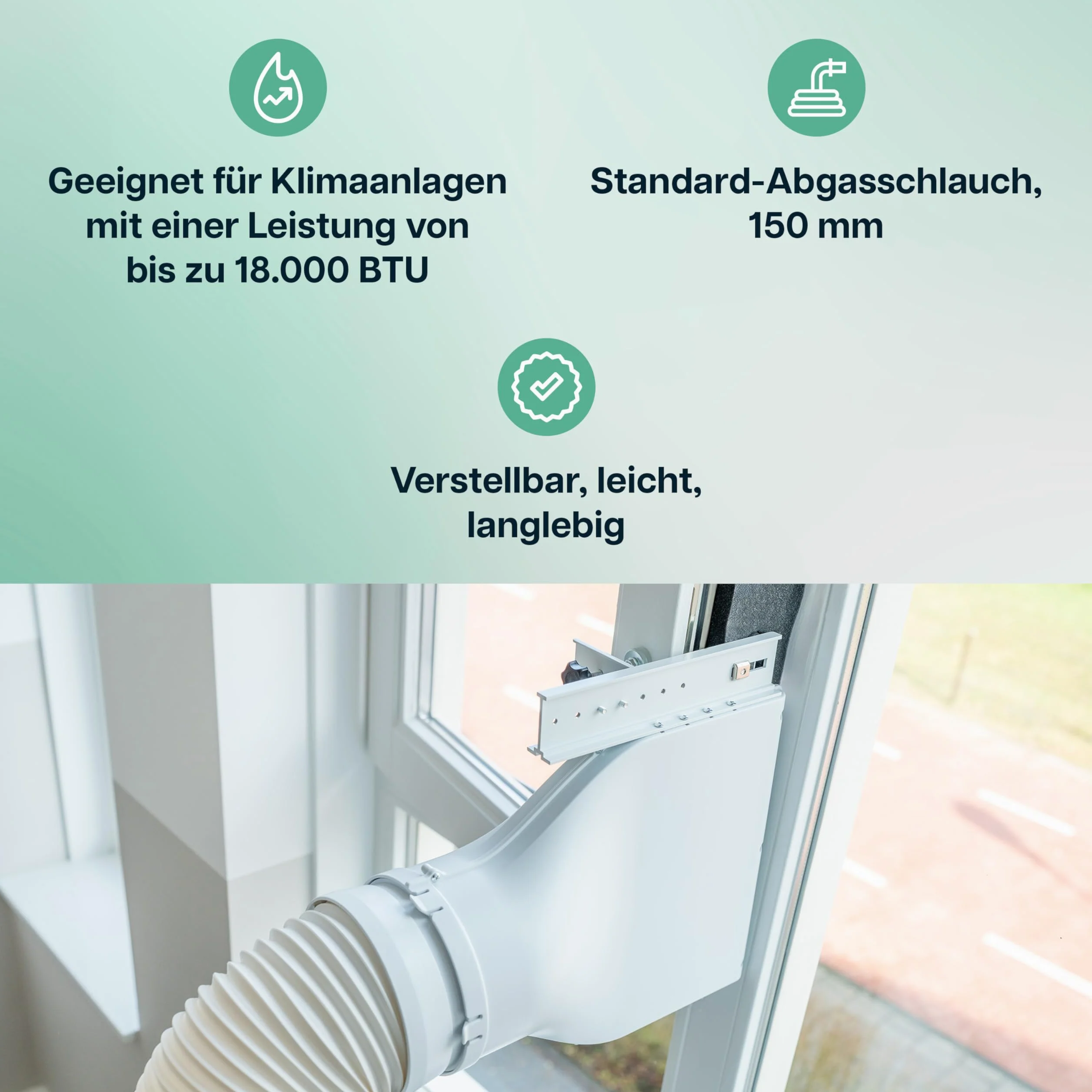 Eurom Window Way Out - Joint de fenêtre pour climatiseurs mobiles - Adaptateur d'accessoires pour votre climatiseur mobile - Hot Air Stop - Ajustement universel - Installation rapide (blanc 2.0)