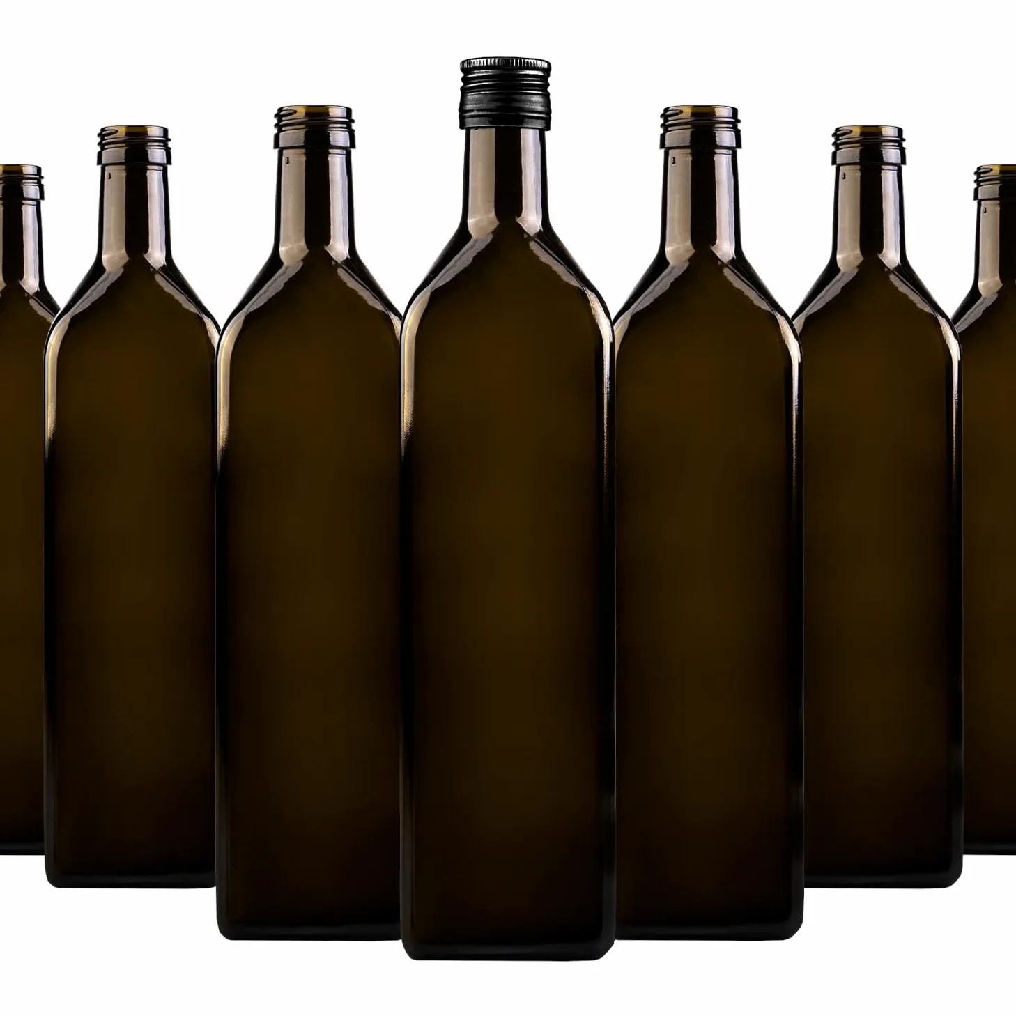 Lot de 25 bouteilles en verre 1000 ml (1 L) vert olive, pour huile, vinaigre, vin et liqueurs, bouteilles de haute qualité pour la restauration et le stockage