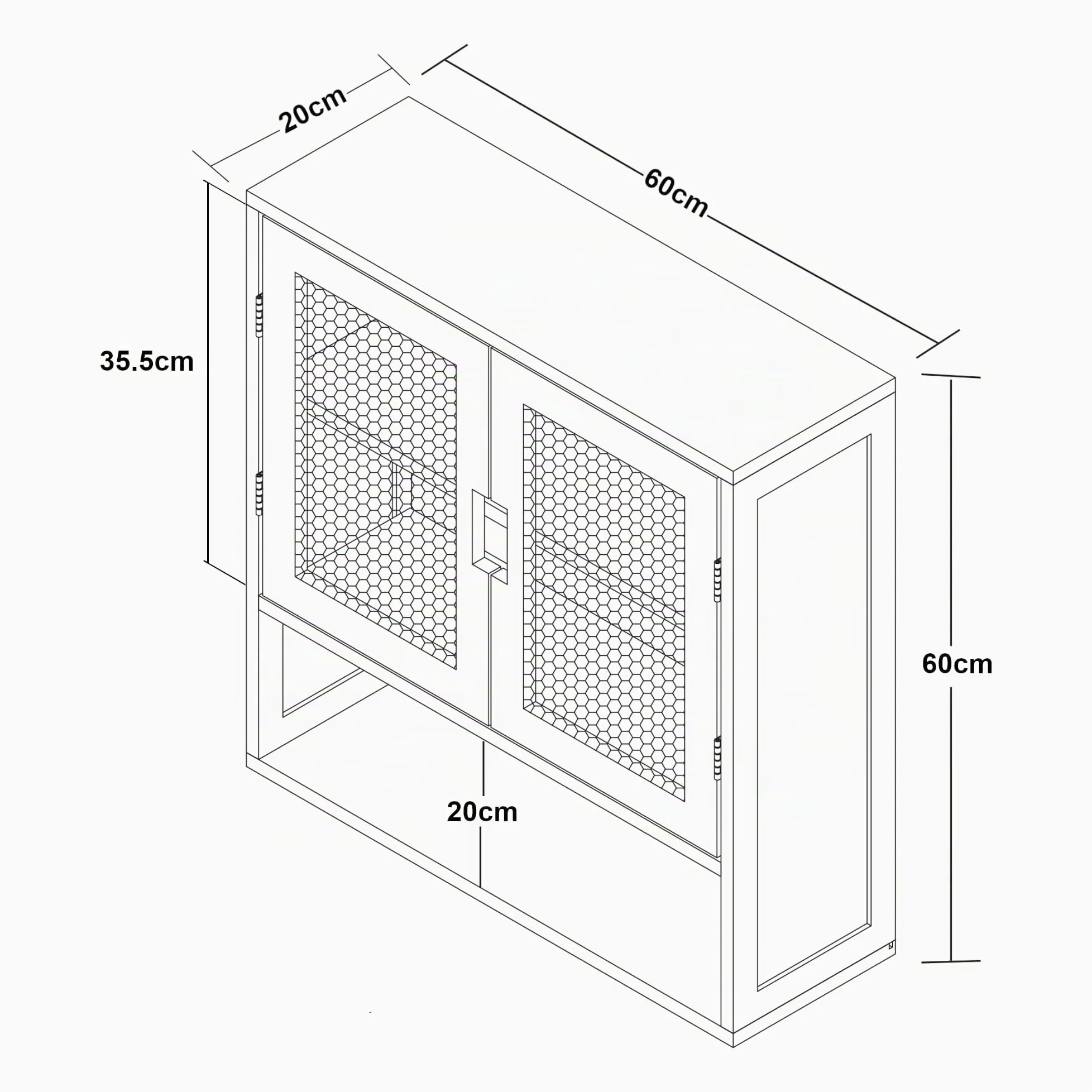 [en.casa] Armoire Murale de Salle de Bain Placard Suspendu avec 2 Portes et 2 Étagères Meuble de Rangement Flottant MDF Bambou 60 x 60 x 20 cm Noir Naturel Effet Rotin