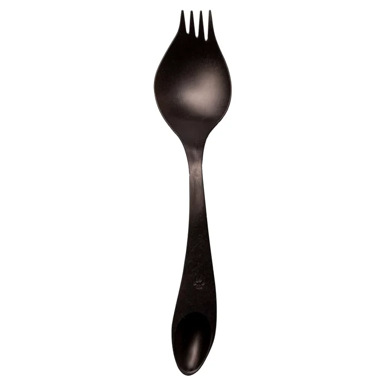 Cuillère fourchette Georgette végétale - Lot de 50 - Noir charbon - 16 cm