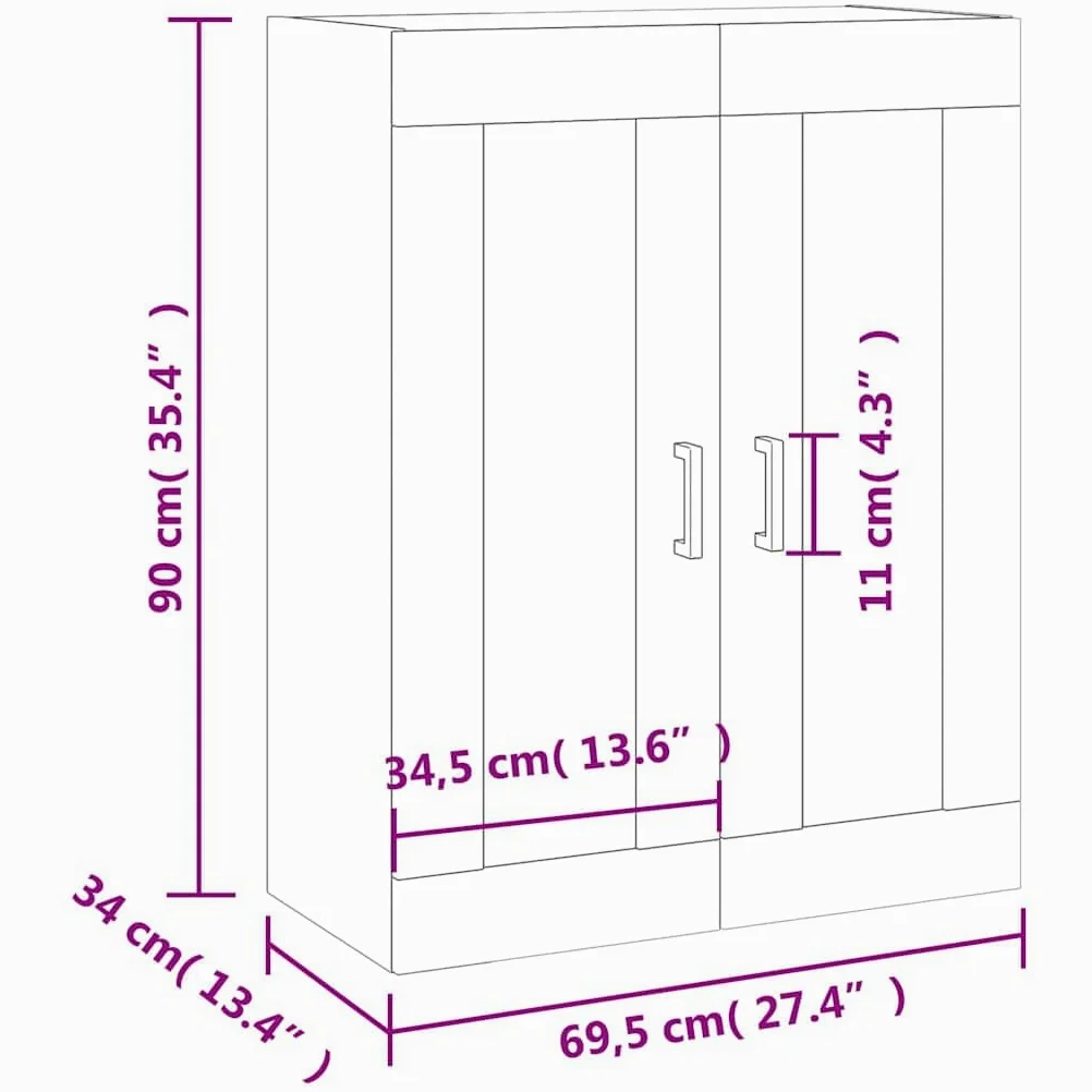 vidaXL Armoire Murale, Placard Suspendu avec Rangement, Meuble Flottant de Salon Bureau Chambre, Moderne, Sonoma Gris Bois d'Ingénierie