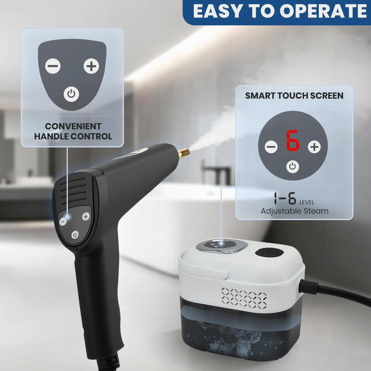Nettoyer à Vapeur,2500W Nettoyeur Vapeur Professionnel avec 6 Réglages,1700ML Réservoir d'eau de Grande Capacité et 15 Accessoires, Salle de bain, Cuisine, Fenêtres, Voiture et Rideaux.