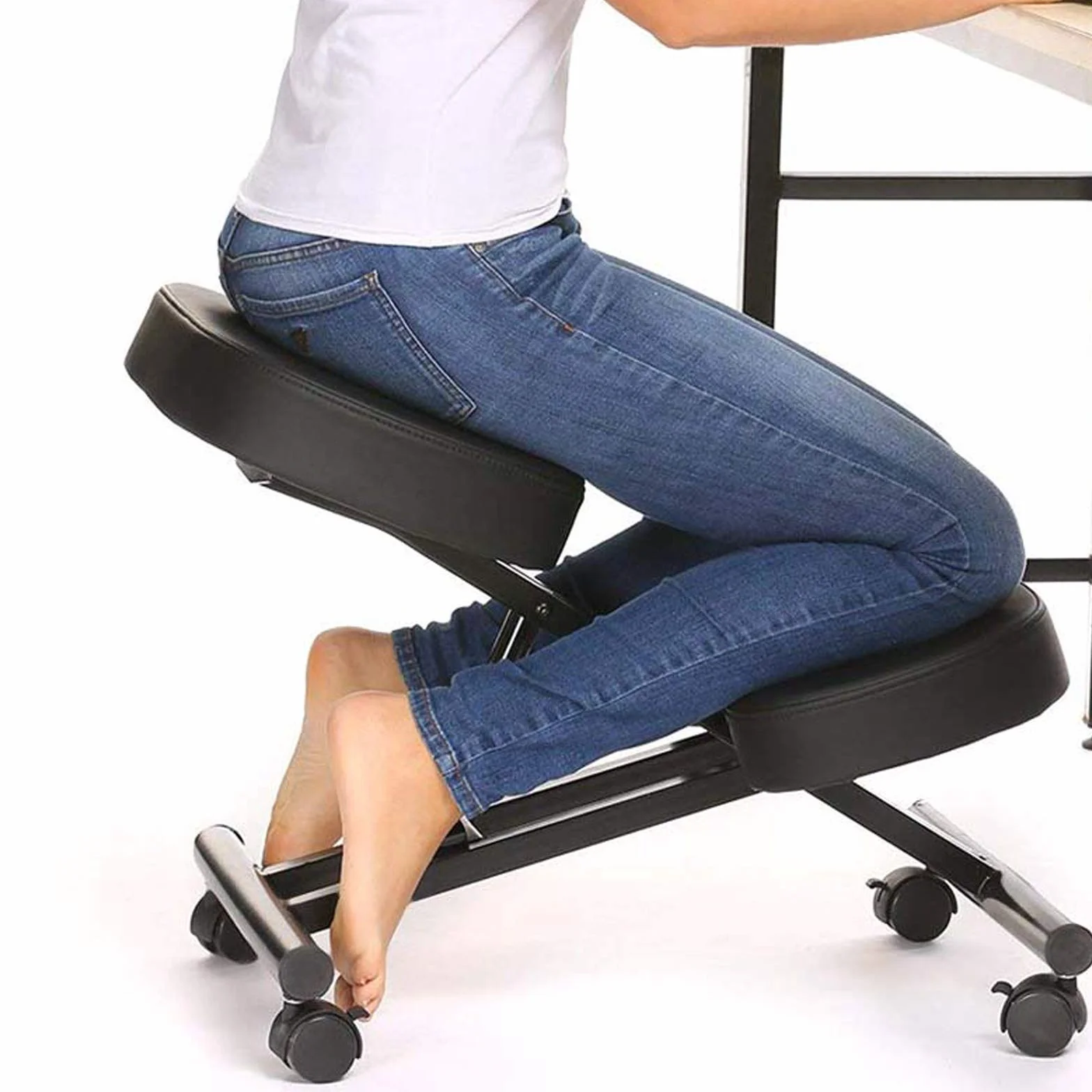 Chaise genoux avec roulettes - Ergonomique - Pour ordinateur - Tabouret de santé - Hauteur réglable de 50 à 60 cm - Orthopédique - Pour soutenir vos genoux et tibias