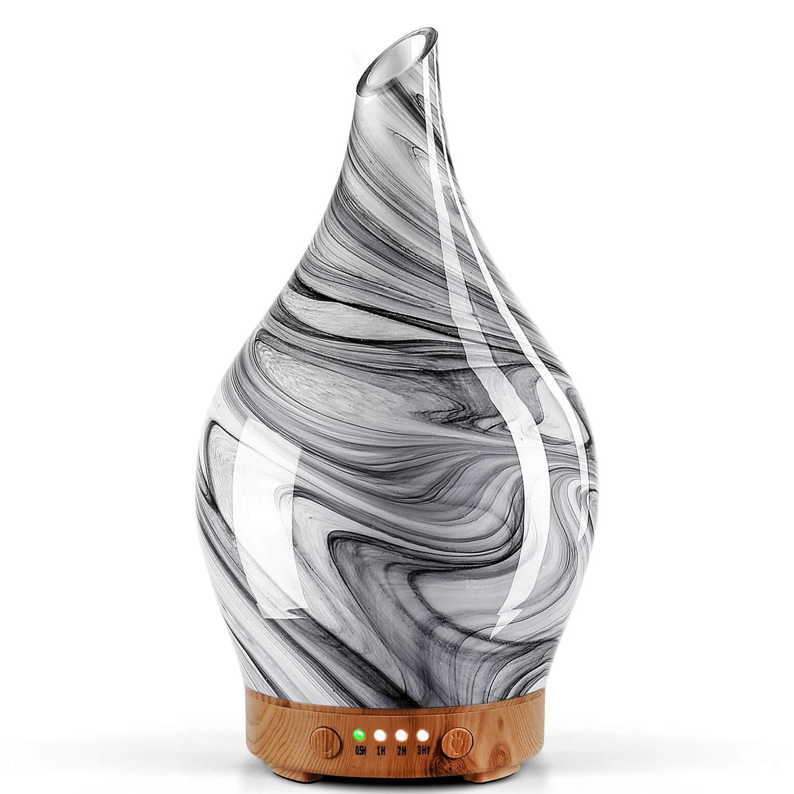 Porseme 150ml Diffuseur d'arômes en Verre soufflé à la Main, humidificateur ultrasonique Silencieux à 7 Couleurs changeantes, humidificateur d'ambiance sans BPA pour la Maison avec minuterie(Ink)