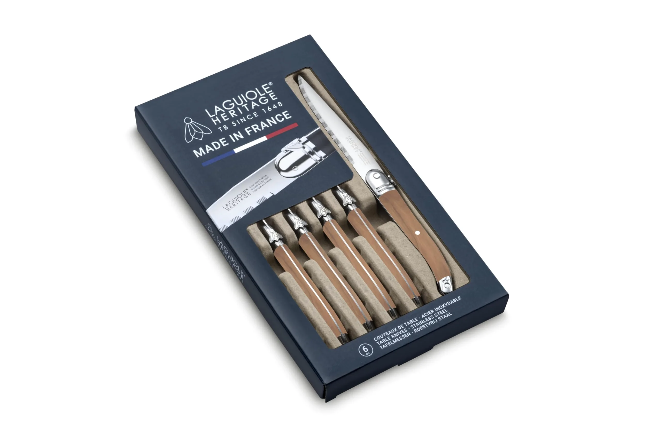 Coffret de 6 couteaux - Laguiole Héritage - Made In France (Bois Clair)