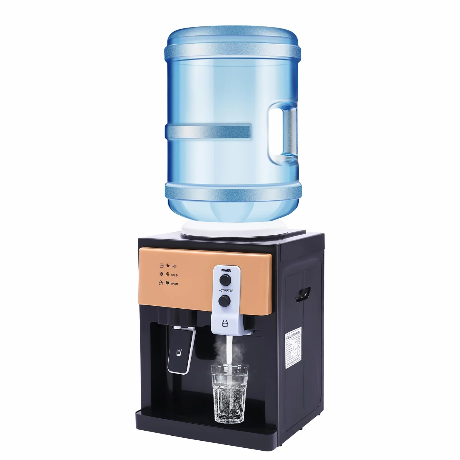 Distributeur d'eau électrique, mini distributeur de boissons chaud et froid avec revêtement en acier inoxydable de qualité alimentaire pour le bureau et la maison