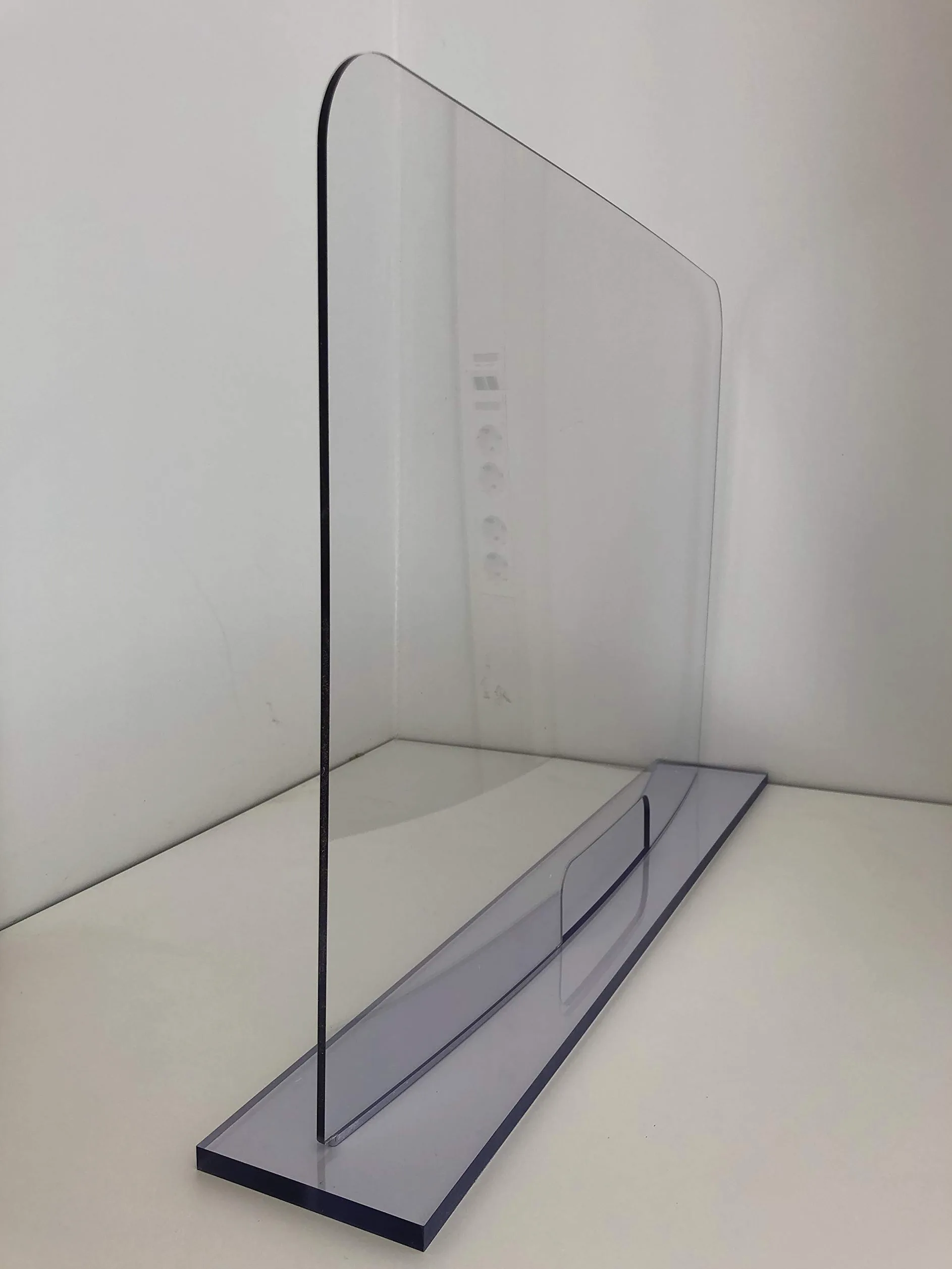 Solarplexius Hygiaphone cloison plexiglass premium ultra transparent séparateur bureau comptoir amovible protection contre microbes bactéries polycarbonate passe document 150X60 cm
