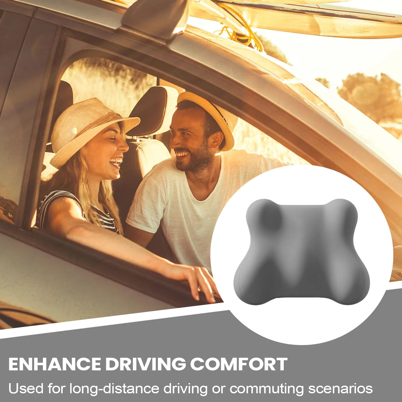 Appuie-Tête Pour Voiture Et Support Lombaire Accessoires De Conduite | Soutien Lombaire Et Cervical Pour Siège De Conduite pour Conducteurs Avion Chaise Bureau Canapé Siège Relax