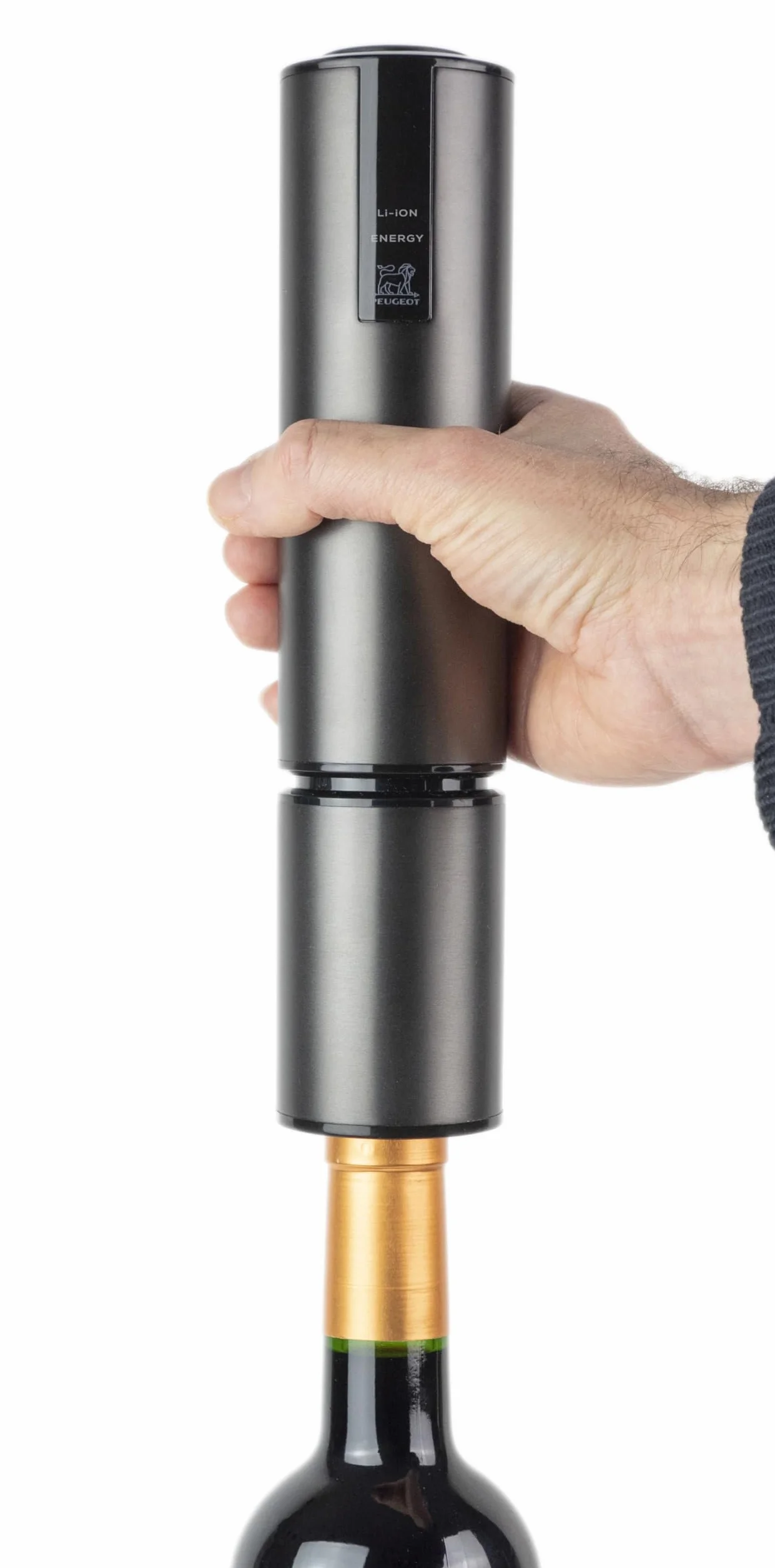 PEUGEOT - Elis Touch - Tire-Bouchon Electrique Rechargeable En Inox et ABS + Socle de Chargement + Coupe-Capsule - Batterie Lithium Ion - Autonomie Longue Durée - Coloris Carbone