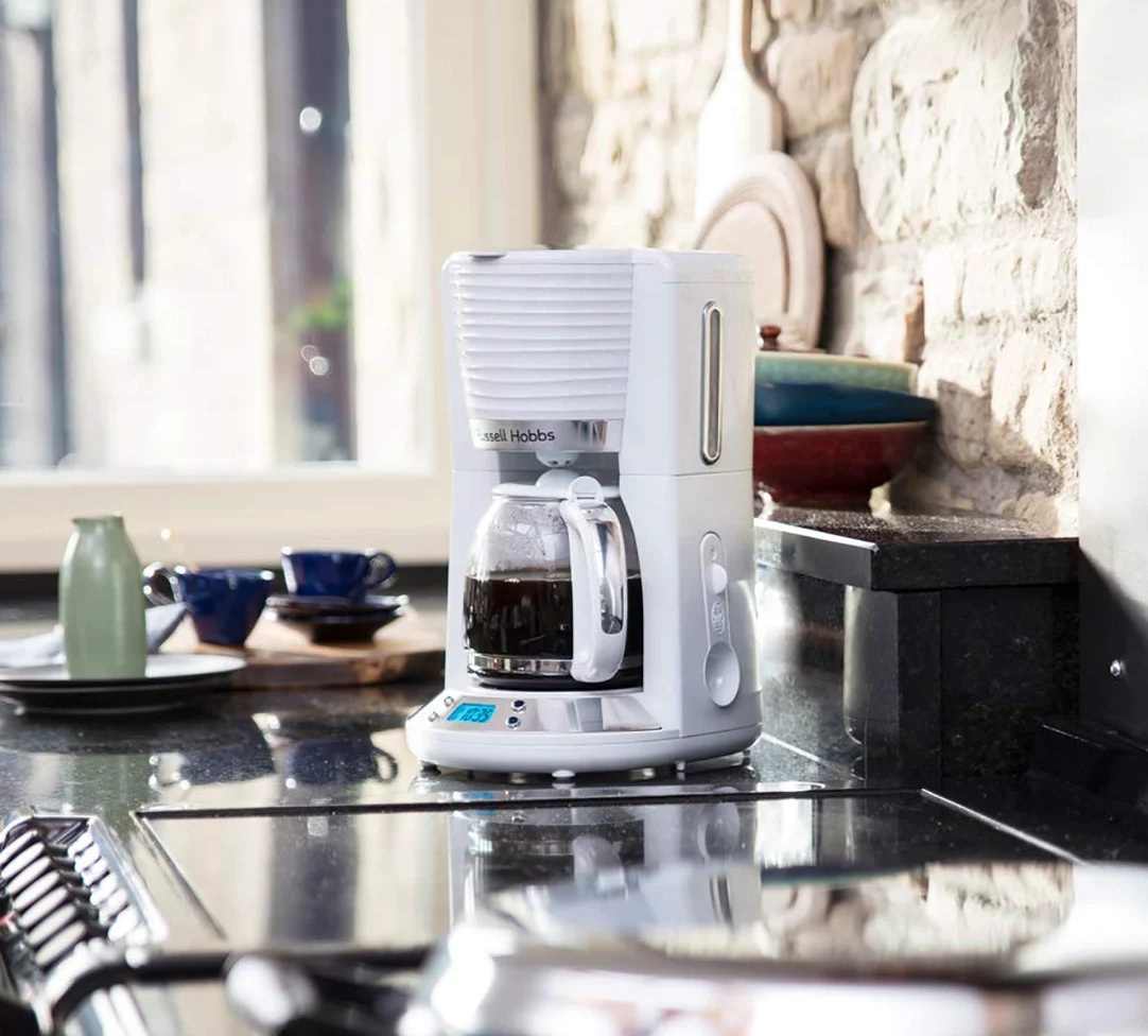 Russell Hobbs 24390-56 Cafetière, Inspire Blanc (max 10 tasses, verseuse en verre 1,25 L, Maintien au chaud) Machine à café filtre