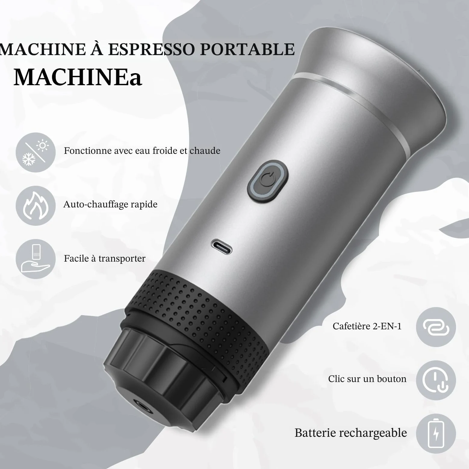 Vunzo Machine à expresso électrique, portable, auto-chauffante, avec USB-C, à capsule, mini machine à café de voyage, machine à café de camping