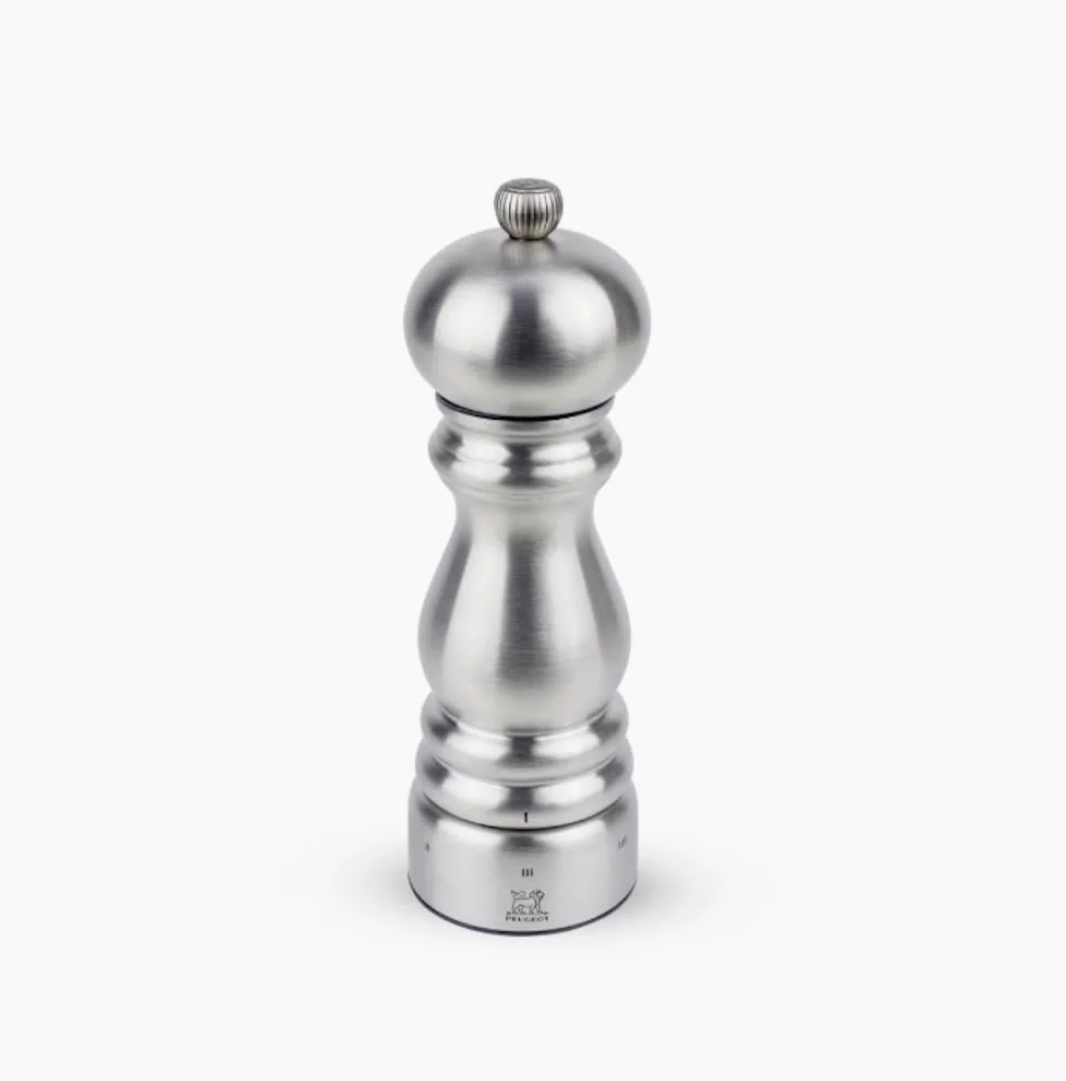 PEUGEOT - Moulin à Sel Paris Chef u'Select 18 cm - 6 Réglages de Moutures Prédéfinies - Innovation Sel Glace, Mécanisme Zirlion - En Inox - Fabrication Française - Coloris Inox