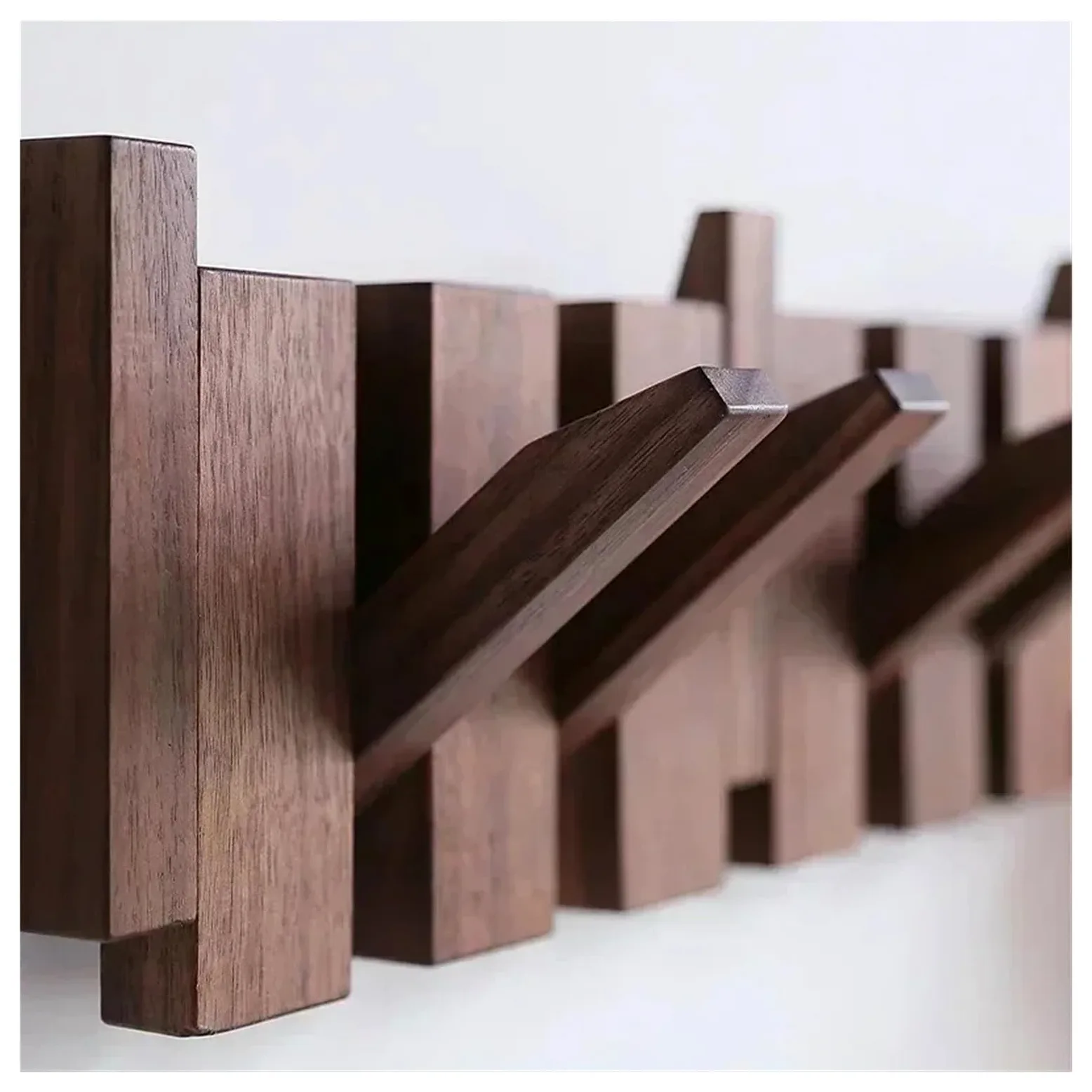 Porte-manteau mural en noyer à suspendre au mur, porte d'entrée, porche, porte-manteau perforé en bois massif perforé pour clés de piano, crochets à vêtements (marron, 32 x 15 cm)