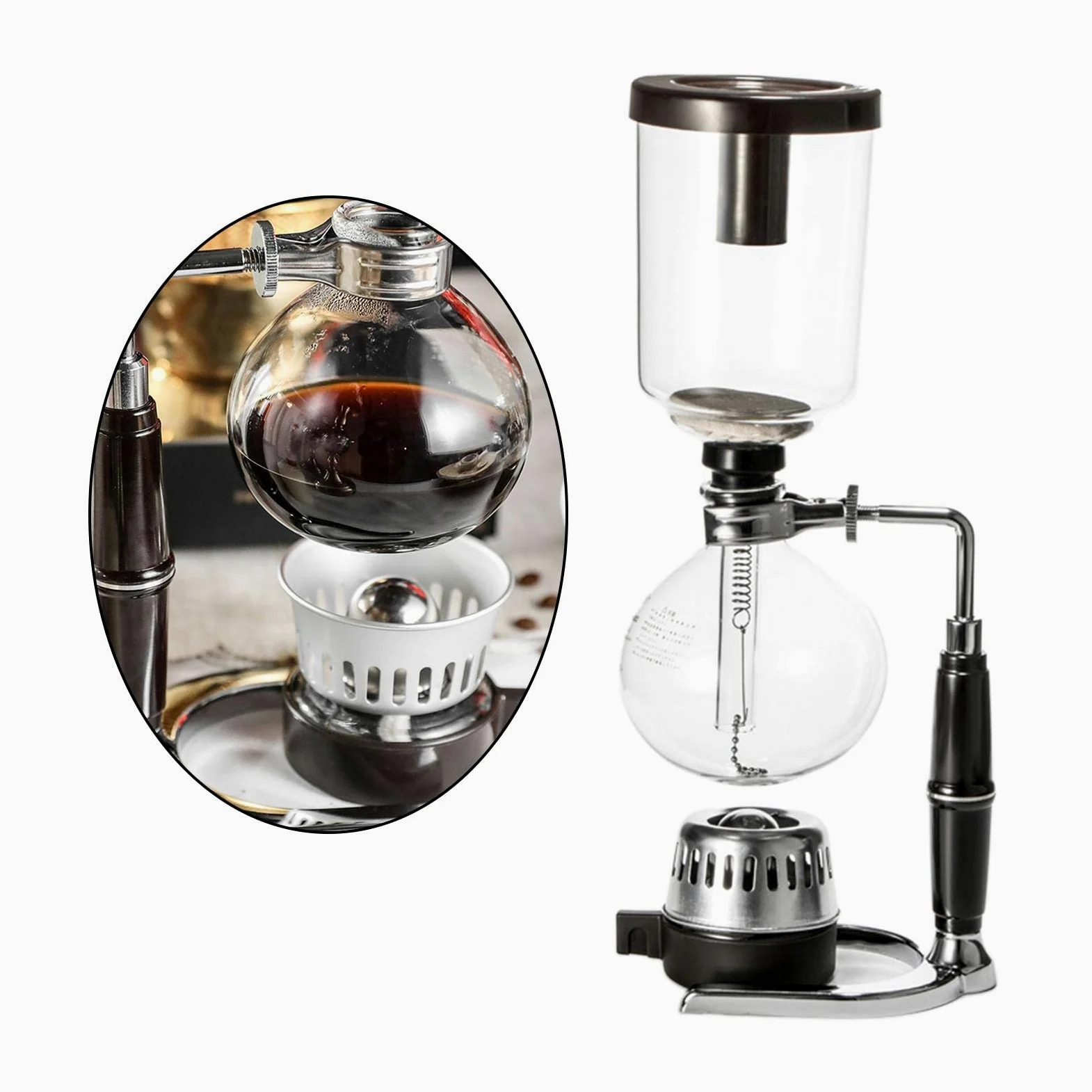 MagiDeal Siphon Cafetière Machines à sous vide pour Bar Home Kitchen Gift, 160x110x360mm