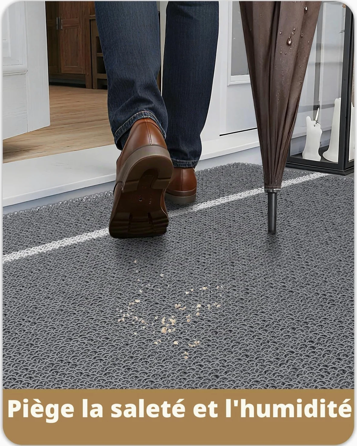 Color G Paillasson Extérieur, Tapis Exterieur Entree Robuste Antidérapant, Lavable, Essuyer Chaussure, Anti-Poussière, Tapis de Porte Extérieur Imperméable pour Entrée, Jardin, 44x75 cm, Gris