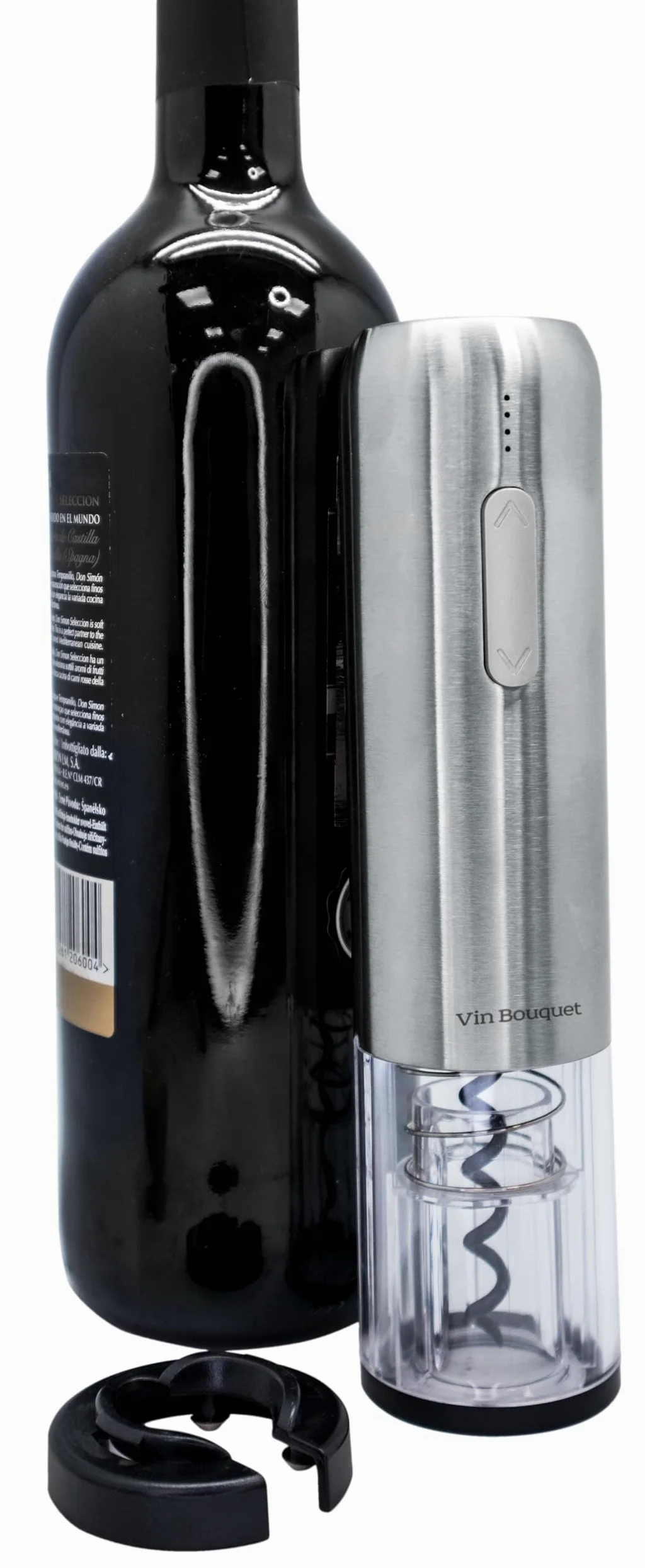 Tire-bouchon électrique compact avec indicateur de batterie et décapsuleur inclus